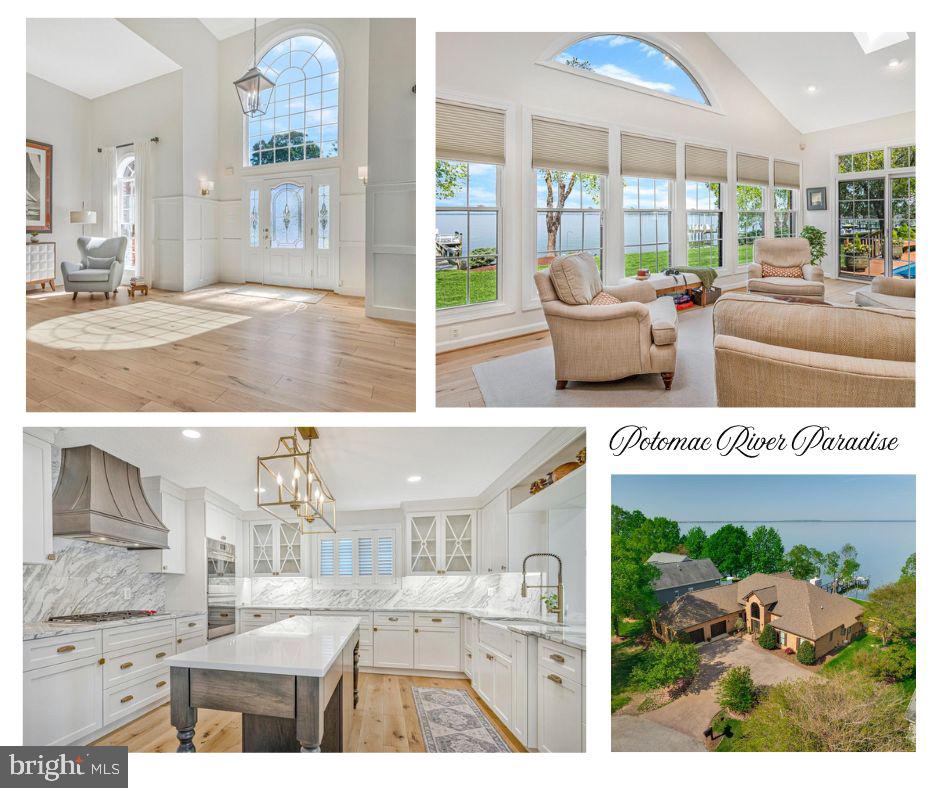 Potomac River Waterfront Retreat with Private Pier in Swan Point
Enjoy waterfront living in this all-brick custom home overlooking the Potomac River in the sought-after Swan Point Yacht & Country Club community. With over 3,300 square feet of single-level living space, this home offers beautiful sunset views and a relaxed waterfront lifestyle.
The home features a barrier-free layout with step-free entry and wide hallways for easy single-level living. Large windows fill the space with natural light and offer water views from many rooms. The open-concept living and dining areas are anchored by a gas fireplace, creating a comfortable and inviting space for everyday living and entertaining. 
The award-winning custom-designed kitchen will impress even the most discerning chefs and overlooks the sun-room—sure to become a favorite gathering spot in the home. The kitchen features high-end appliances, a wine refrigerator, and a walk-in pantry with custom cabinetry.
Outdoor living is a standout feature. The expansive deck and sun-room overlook the river and provide the perfect place to enjoy sunsets.  Property includes a private pier with boat lift and two jet-ski lifts offer direct access to the Potomac for boating and waterfront recreation.
The primary suite includes a fireplace and expansive views of the historic Potomac River. The ADA-inspired en-suite bath features a step-in shower, a separate step-in soaking tub, and a spacious layout designed for comfort and accessibility.
Residents of Swan Point Yacht & Country Club enjoy access to an 18-hole championship golf course, clubhouse pub and restaurant, marina, pool, tennis courts, pickle ball courts and walking trails. Located about 90 minutes from Washington, D.C., this home offers a peaceful waterfront setting with resort-style amenities.