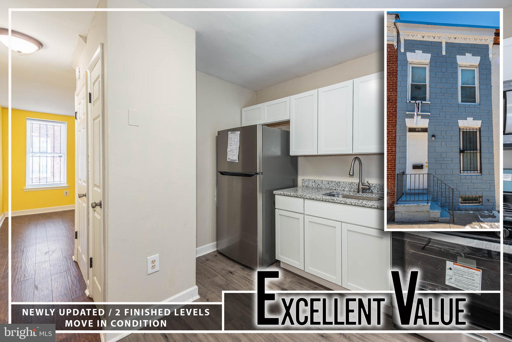 Move right into this beautifully renovated rowhome, where modern updates meet classic charm! Step inside to discover gleaming wood floors that flow seamlessly throughout the home. The main level boasts a bright and spacious living room, perfect for relaxing or entertaining. The stunning chef’s kitchen is a true showstopper, featuring sleek granite countertops, stainless steel appliances, custom cabinetry, and ample prep space for all your culinary creations.  Upstairs, you’ll find two generously sized bedrooms filled with natural light, along with a stylish full bath showcasing elegant finishes. The lower level offers a convenient laundry area and plenty of room for storage, keeping your home organized and clutter-free.  Enjoy the added bonus of off-street parking, making city living even more convenient. With its thoughtful renovations and move-in-ready appeal, this home is a must-see—schedule your tour today!
