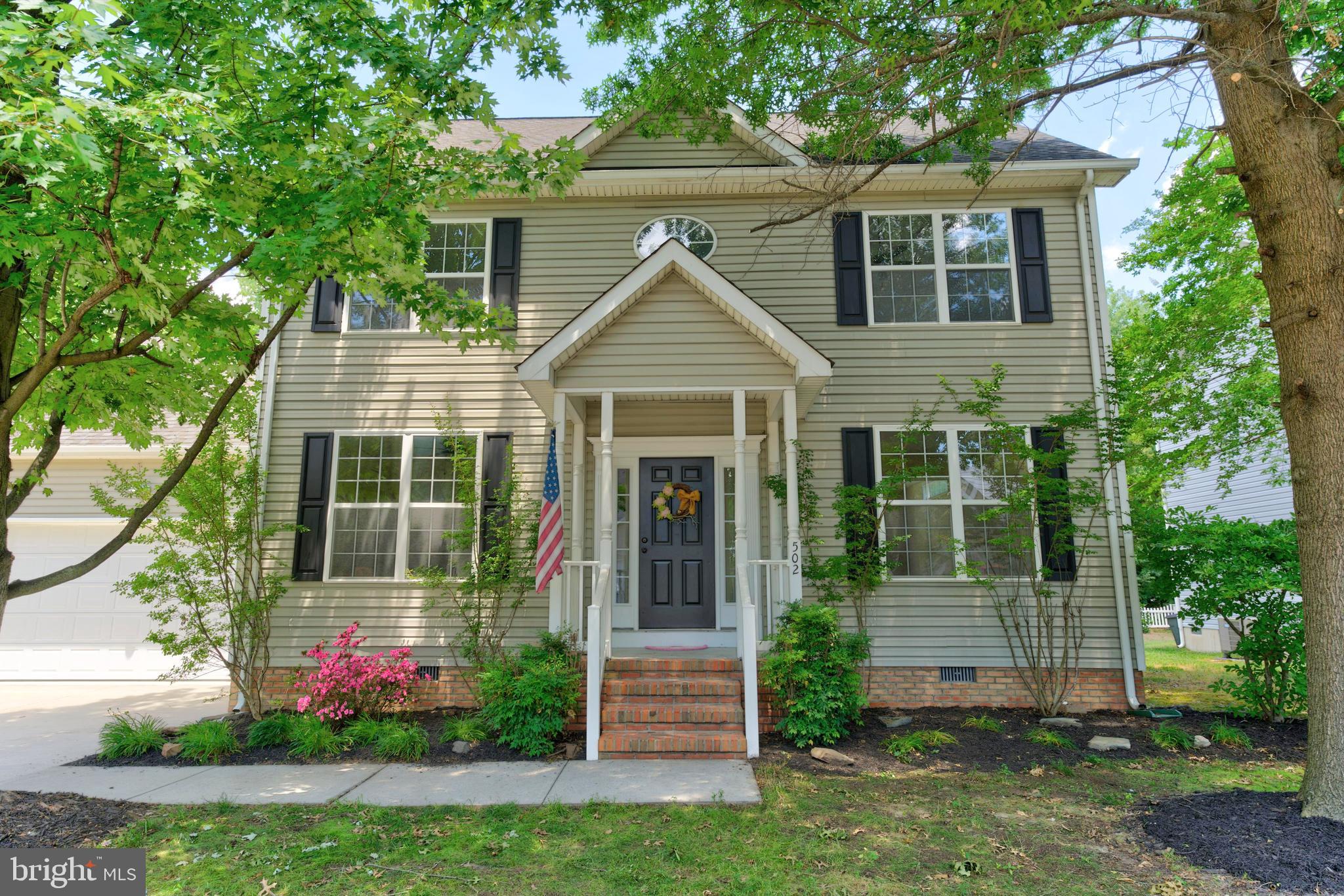 Updated + Upgraded - Turn-key 4BR/2.5BA contemporary 2-story home on a culdesac lot backing to trees, near historic downtown Denton - a true gem of an Eastern Shore town, perchec on the banks of the Choptank River - but tucked away on a residential court. New flooring + paint throughout, new granite counters, new kitchen appliances, new fixtures. Wide open floorplan boasts tall ceilings, spacious rooms throughout, and lots of great light. Great room with new LVP flooring offers living, dining, breakfast, and kitchen spaces. Bright + cheery kitchen - light gray cabinetry, new stainless steel appliances, gorgeous granite counters, new custom tile backsplash. Sliders out to the expansive deck overlooking your roomy yard. Separate flex room - perfect for a home office, study - whatever you like. A half bath completes the 1st floor. Upstairs, primary bedroom with vaulted ceiling, new carpet, walk-in closet, full, en-suite bath - new tile floors, step-in shower, double-sink vanity. 3 additional bedrooms - all with new carpet. 2nd full bath with tub/shower combo, tile flooring. Laundry room with new tile floors completes the home's interior. Attached 2-car garage with extra space for storage, concrete driveway,  nice-sized storage shed. Minutes to the best that Denton and Caroline County offers - great local restaurants, boutique and big-box store shopping, arts + culture, history galore, plenty of public launches and marinas, boating, world-class fishing, crabbing, hunting, wildlife estuaries, incredible state parks - a true paradise for nature lovers, photographers, boaters, fishermen and anyone who wants to enjoy the more relaxed pace on the Eastern Shore - from the beaches to the bays and beyond! Great central location on the Delmarva Peninsula -- 15mi to Easton, 30mi to the Bay Bridge or Cambridge, 40mi to Annapolis's Downtown, about an hour to the Delaware Beaches or Newark, half hour more to Ocean City's Boardwalk. This home is ready for its new owner to just move in and enjoy. Sizes, taxes, distances approximate.