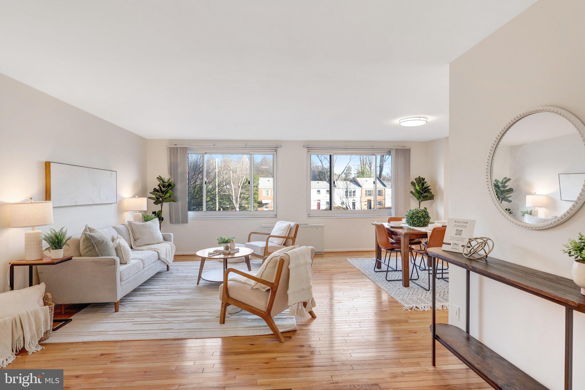 Seller is offering 3% toward closing costs and 3 months of HOA dues with a full list price offer.

Welcome home to Park Sutton! This beautifully appointed one-bedroom condo offers effortless, low-maintenance living with all utilities included in the condo fee - a rare and valuable feature. Gleaming hardwood floors welcome you into the generously sized living room, where wall-to-wall windows fill the space with natural light and create an inviting, airy atmosphere. An open floorplan flows seamlessly into the dining area, making it equally suited for entertaining or everyday living. The updated kitchen impresses with an abundance of Shaker-style cabinetry and generous counter space. Down the hall, the generously sized bedroom offers a peaceful retreat featuring plush carpeting and ample closet space with built-in shelving, while the full bathroom has been updated with modern fixtures and stylish finishes. Community amenities include assigned parking, building concierge and security, an outdoor pool, party room, and picnic area - everything you need for comfortable, connected living. Just minutes to Giant, Whole Foods, Target, The Fillmore, Round House Theatre, and vibrant downtown Silver Spring, where you'll enjoy local favorites like Zinnia and Copper Canyon Grill. Quick access to the Silver Spring Metro, Georgia Avenue, and I-495 for effortless commuting. Schedule a private tour of your beautiful new home today!