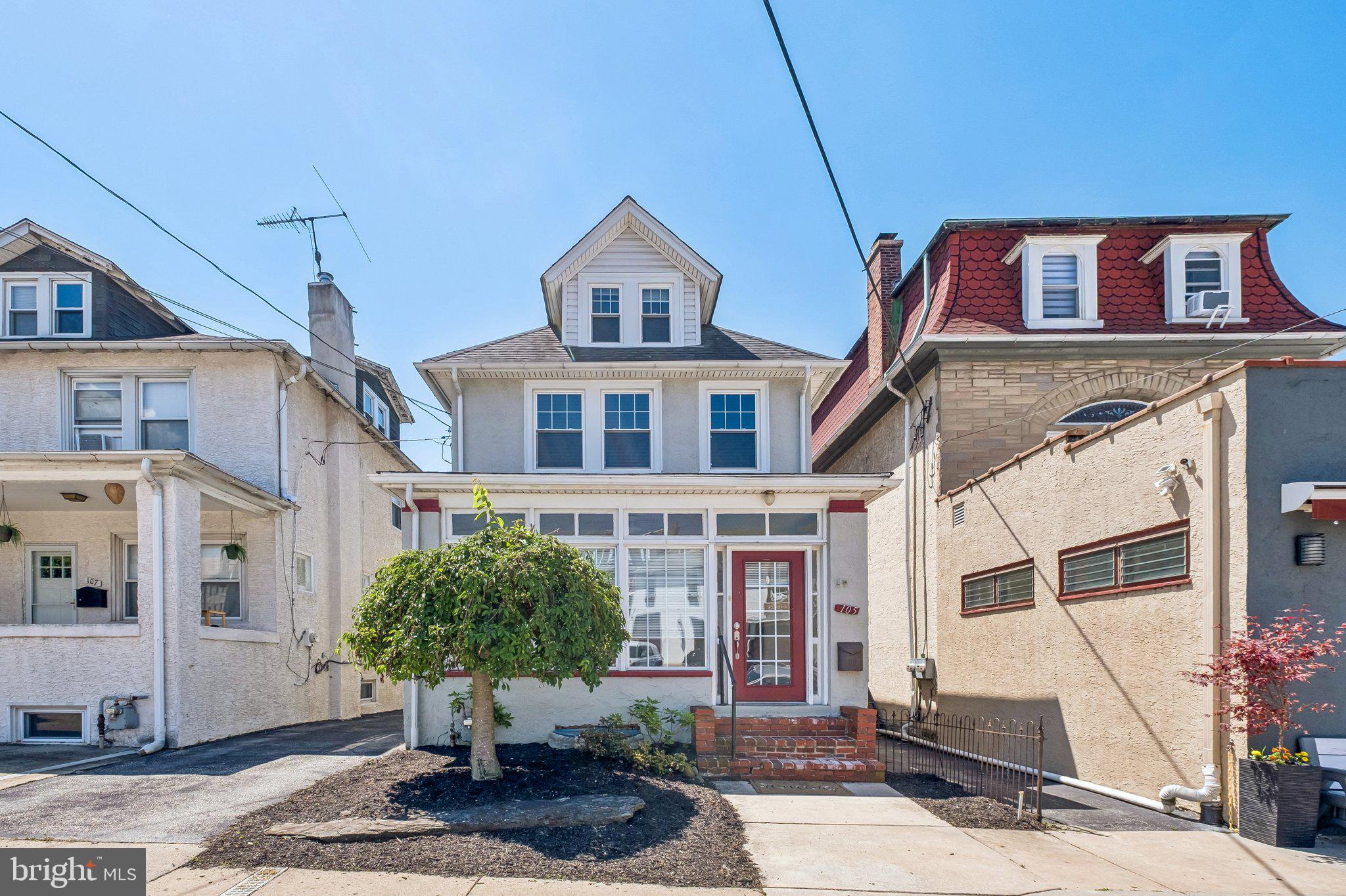 Step into 105 Spring Mill Rd, a home that perfectly captures the soul of Conshohocken. Nestled just a short stroll from the vibrant energy of Fayette Street, this property offers that rare, coveted balance of quiet residential charm and immediate access to the town’s best dining, boutiques, and nightlife.
From the moment you pull up, the character is undeniable. This isn't a cookie-cutter renovation; it’s a residence that has held onto its story. Approaching the front porch you can imagine yourself with morning coffee or hosting friends before strolling out to dinner downtown. Inside, you’re greeted by the kind of craftsmanship that’s hard to find today—original architectural details including ornate hardwood floors, vintage ceiling tiles, stained glass windows, a beautiful brick fireplace, and more. The living room is a nice size and has plenty of room for a sectional couch. French doors lead to a beautiful dining room complete with a custom pantry. The kitchen follows which has been tastefully updated and features stainless steel appliances, stone countertops and backsplash, and area for an eat in table. The first floor also includes a coat closet and full bathroom in the rear of the home which leads to the detached garage and parking.
Upstairs you’ll find the original details continue. The three charming bedrooms are all a nice size, the largest with room for a king bed. The 3rd bedroom, currently used as a fitness studio, leads to the top floor. This area is perfect for an office, playroom, or additional bedroom. The basement is partially finished and is currently decked out for watching the Birds win Super Bowl LXI. 
Whether you’re drawn to the classic charm, or the unbeatable walkability to the train station and local parks, this home feels like a sanctuary in the heart of it all. It’s a unique opportunity to own a slice of Conshohocken’s heritage while enjoying everything this bustling community has to offer. Don't miss your chance to be the next chapter in this home's long and beautiful history.