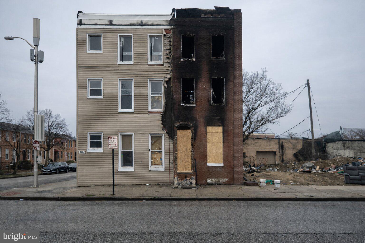 POST AUCTION! Make an offer, buy it now! Deposit: $5,000.
 
This two-story townhouse is located in the Penn North neighborhood of Baltimore City. Residents can enjoy nearby facilities/amenities such as the Mondawmin Mall and Coppin State University. The property is vacant and in need of major build up due to fire damage. The area also provides easy access to a major traffic artery, W North Ave, connecting to other parts of the city.