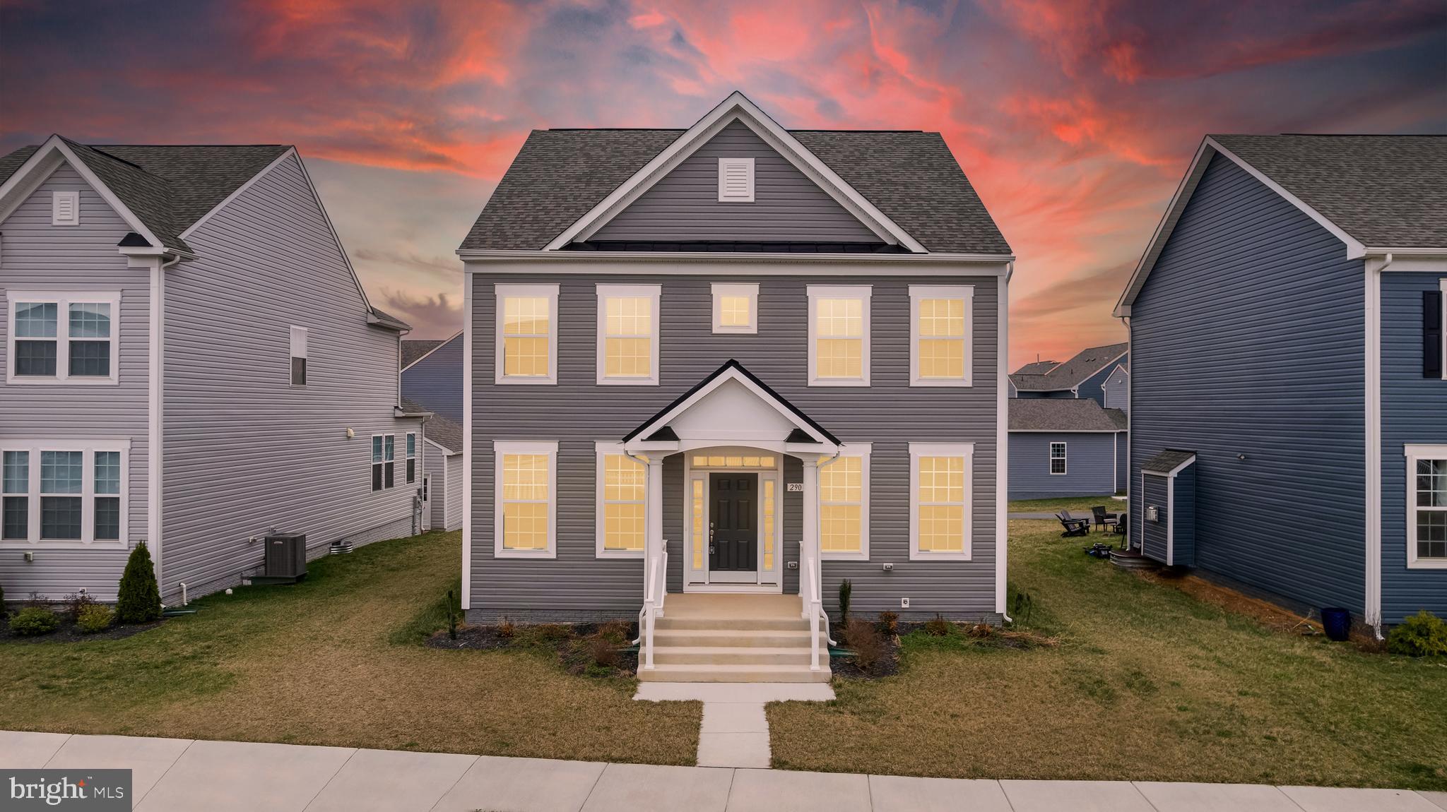 This beautiful, like-new Colonial in the desirable Huntfield community offers the perfect blend of comfort and elegance. Less than two years old, this home is still in like-new condition and completely move-in ready, featuring rich vinyl floors throughout, plush carpeting in the bedrooms, and a spacious gourmet kitchen with a large island, wall oven, and cooktop—ideal for any chef. The cozy family room includes a gas fireplace, perfect for relaxation. The luxurious primary suite boasts a tray ceiling, a giant walk-in closet, and a spa-like bathroom with a soaking tub and walk-in shower. With 4 bedrooms and 2.5 bathrooms, there’s plenty of space for everyone. The partially finished basement offers endless possibilities, including rough-in plumbing for a future bathroom and 5th bedroom. Outside, the well-maintained exterior and lawn complement the vibrant community amenities, including sidewalks, playground, and tennis/pickleball courts. Future amenities include swimming pool, basketball courts and community center. The HOA handles maintenance, snow removal, and trash services, allowing for a low-maintenance lifestyle. Parking is easy with a paved driveway in back or on-street parking in front.  Only a couple miles from VA and MD, it's the perfect location. This exceptional home is a must-see! Schedule a showing today! Motivated Seller!