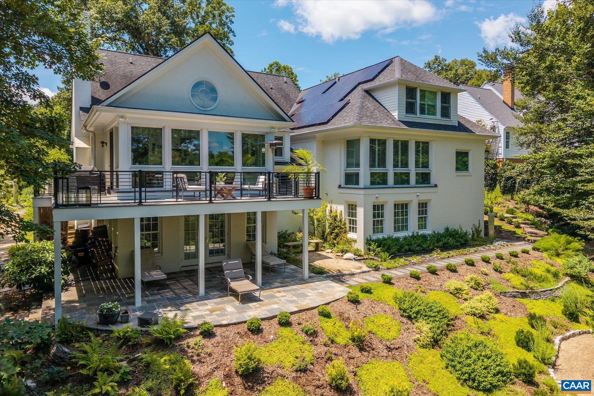 Like walking into the pages of a fine Architectural Design publication! Built by Glenmore select builder Braxton Design Group, this remarkable 5 bedroom GOLF FRONT residence will captivate you room by room. Interior has been renovated top to bottom and the magical garden grounds that surround the property are reminesant of a French Countryside estate. Soaring Cypress wood vaulted ceilings and dramatic arched cased openings at every turn. Main level primary suite, a professional culinary kitchen, 20 x 20 family room and a superb all glass Cypress wood walled sunroom overlooking the sculpted gardens and 6th fairway. Features 16 cedar wardrobes, new whole house Geothermal heating/cooling system, solar panels, new Pella windows, gleaming hardwood, ceramic tile and European stone flooring. New plumbing, 2 hot water heaters, 2 laundry rooms & ADT fire & security,. Wolfe, Foster, Fisher-Paykel & Thermadore. Also, Grohe, Miele & Kohler,Painted Cabinets,Quartz Counter,Wood Cabinets,Fireplace in Dining Room