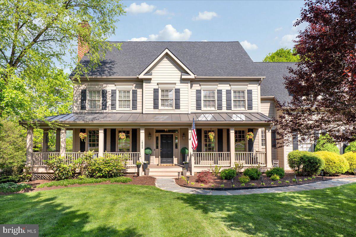 OFFER deadline set for Tuesday at 8 PM. Set on 1.5 acres in the Stoneleigh community of Round Hill, this updated home sits along the third hole of the golf course, with western mountain views carried throughout much of the home. The property combines open sightlines, mature trees, and professionally maintained landscaping with a layout that flows comfortably from one space to the next.

From the moment you arrive, the home’s classic exterior, expansive driveway, and inviting wraparound front porch create a strong first impression, complemented by a metal porch roof (2024), architectural roof (2022), and Craftsman-style exterior shutters (2022). A three-car garage offers space for storage, hobbies, or equipment.

Inside, hardwood floors run throughout the main level. The kitchen connects directly to the living area, anchored by two-story windows fitted with custom shades (2023) that bring in natural light and frame the surrounding mountainscape. A dedicated office on the main level offers a quiet workspace, and the three-season sunroom provides an easy transition to the outdoors. A newly built Trex deck (2025) extends the living space further, with added lighting for evening use.

Upstairs are four well-sized bedrooms. Two share a Jack and Jill bath, with an additional hall bath nearby. The huge primary suite features a vaulted ceiling, multiple walk-in closets and a fully renovated bathroom (2025) with freestanding soaking tub, dual vanities, and a walk-in shower.

Additional updates include dual HVAC systems (2024 and 2025), high-efficiency basement insulation (2026), kitchen appliances, lighting, carpeting, and various interior improvements.

Stoneleigh offers open green space, a golf course setting, and optional club membership with access to golf, clubhouse dining, and community events.