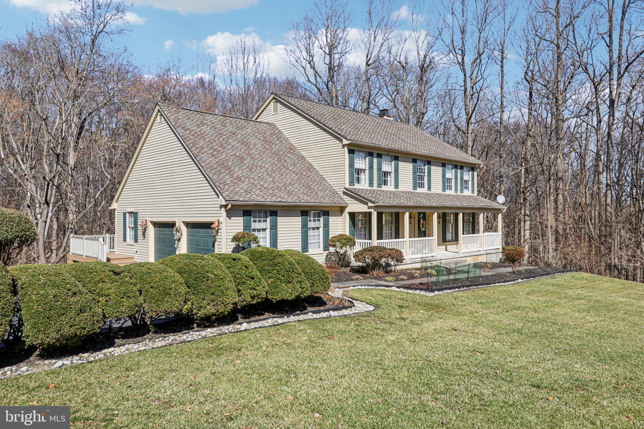 Priced to Sell! Rarely available former builder’s home tucked away on a private cul-de-sac backing to serene woods in one of the area’s most desirable communities within the Kennett Square School District. This beautifully upgraded residence located in Somerset Lake offers exceptional curb appeal with professional hardscaping, a slate entryway, and tasteful landscaping. Enjoy incredible outdoor living with a spectacular wrap-around deck overlooking a peaceful stream and wooded views, plus a covered paver patio beneath the deck—perfect for relaxing, reading, or entertaining. Inside, the home welcomes you with cathedral ceilings, custom tile flooring, high-end lighting fixtures, ceiling fans, and premium custom blinds throughout. The main level features formal living and dining rooms, a spacious family room with a gas fireplace, and a gourmet kitchen with granite countertops, a large island with seating, recessed and pendant lighting, a built-in microwave, a flat-top range, a dishwasher, and a bright bump-out breakfast area with additional cabinetry for abundant storage. Site-finished hardwood floors enhance the kitchen and dining spaces, while multiple doors provide easy access to the expansive deck, making it an entertainer’s dream. The upper level offers four generously sized bedrooms, including a luxurious primary suite with a sitting room, dual walk-in closets, and a private bath with double vanities, soaking tub, and separate shower. The finished walk-out basement provides flexible space for a game room, recreation area, craft room, or gym, along with a large unfinished storage area with built-in shelving and an additional powder room. Additional highlights include a side-entry two-car garage with a custom office/workshop, main-level laundry, a central vacuum system, fresh interior paint, ceiling fans in every bedroom, new HVAC (2026), and a 50-year architectural shingle roof. A rare opportunity to own a beautifully appointed home offering privacy, comfort, and exceptional living in a sought-after community.