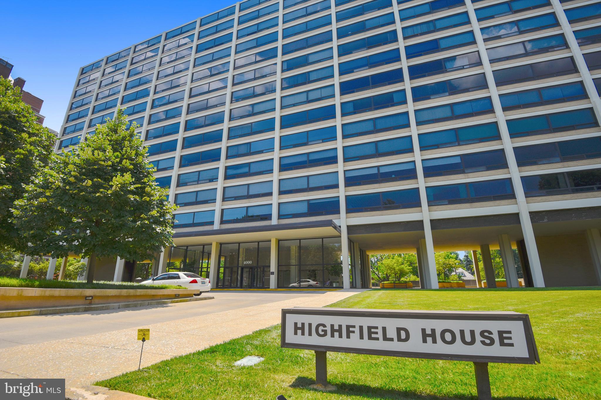 2 Bedroom/ 2 Bath unit located in large southwest corner of the Highfield House with recent updates including new Stainless Steel appliances, refinished parquet floors, and new carpeting. Spectacular tree lined views from enormous wall to wall windows! Sunset from both the living room and bedrooms is absolutely breathtaking! This historical high-rise condominium was designed by Mies van der Rohe and was added to the National Register of Historic Places in 2007. A full service building with a bold lobby entrance, full staff, exercise room and pool. On site parking is available to rent monthly. Extra storage is available in the basement. Convenient to JHU, shops and restaurants. Easy living in a prime location!