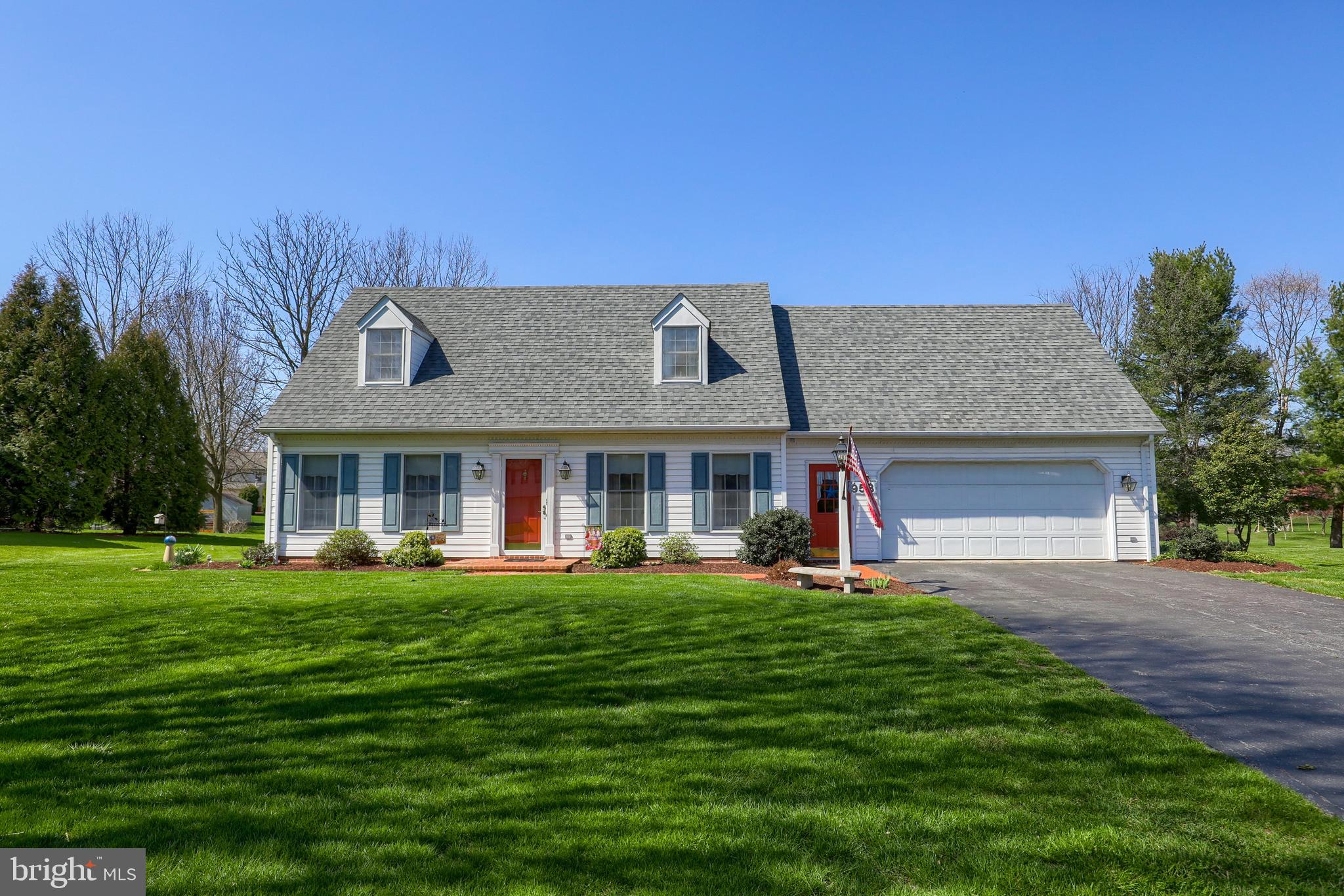 Exceptionally well-cared for cape cod set in a lovely East Hempfield neighborhood with easy access to schools, shopping, restaurants, and major highways.  Enjoy the convenience of first floor living with a bedroom and full bath on the main level which features a walk-in closet plus 2 additional closets, ceiling fan, crown molding, and a cute octagonal window in the bathroom. The large eat-in kitchen has all new flooring, built-in desk, corian countertops, under cabinet lighting, and opens to the family room with vaulted ceiling which offers the perfect setting for basking in the sun with the many windows, skylight, and two sets of doors that open out to the patio. The second floor offers 2 sizable bedrooms with vaulted ceilings, a full bathroom which has a jetted tub, and a walk-in attic that allows room for plenty of storage. The large, flat backyard with deck and patio has a brick path leading to the shed that has electric. Additionally, the 2-car garage provides even more options for storage.