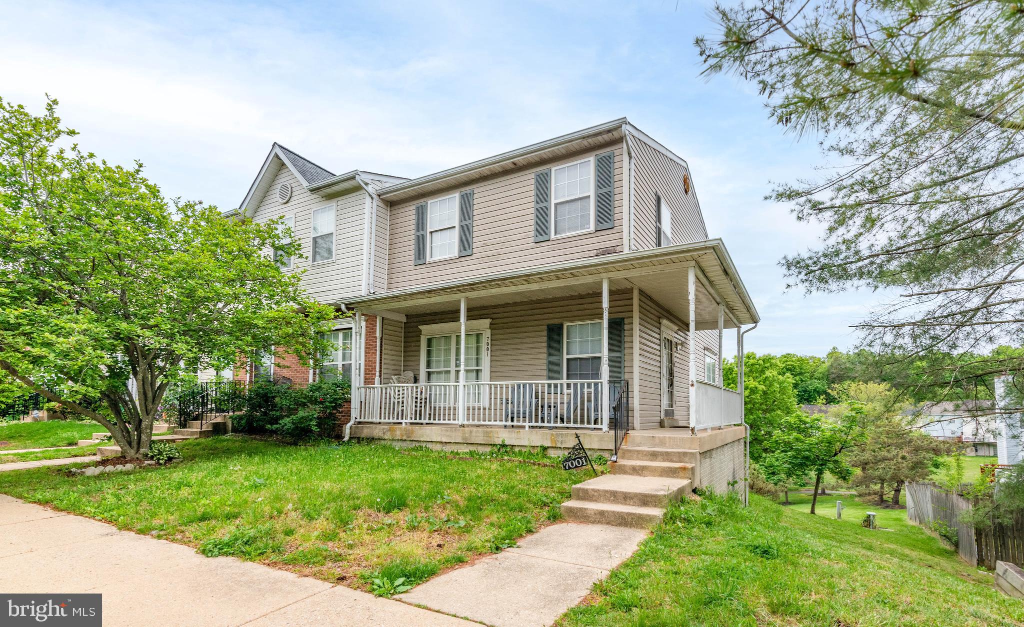 OPEN HOUSE MONDAY JUNE 8, 2026 FROM 9:30 - 10:30 AM 
List price is opening bid. Online Auction Only! Bidding begins Friday, June 5th and ends Wednesday, June 10, 2026 at 12:30 PM. Welcome to 7001 Flag Harbor Dr—an inviting end-of-group townhome that blends style, space, and functionality across multiple levels. Step inside to a bright and welcoming layout. From the foyer, you’re led past the kitchen and dining area into a spacious living room, where elegant chevron-pattern hardwood-style flooring creates a warm focal point—perfect for both everyday living and entertaining. A conveniently located powder room completes the main level. Upstairs, the generously sized primary suite offers a private retreat with its own ensuite bathroom. Two additional bedrooms share a well-appointed full hall bath, providing additional comfort and convenience. The lower level adds even more versatility, featuring a dedicated laundry area, bonus room, additional storage, a half bathroom, and a flexible living space with walkout access—ideal for expanding your living area or creating a seamless connection to the outdoors. Enjoy outdoor living with a charming wrap-around porch and a spacious rear deck, perfect for quiet mornings or hosting gatherings. As an end unit, this home offers enhanced privacy, abundant natural light, and a desirable setting. Don’t miss the opportunity to make this versatile property your own.