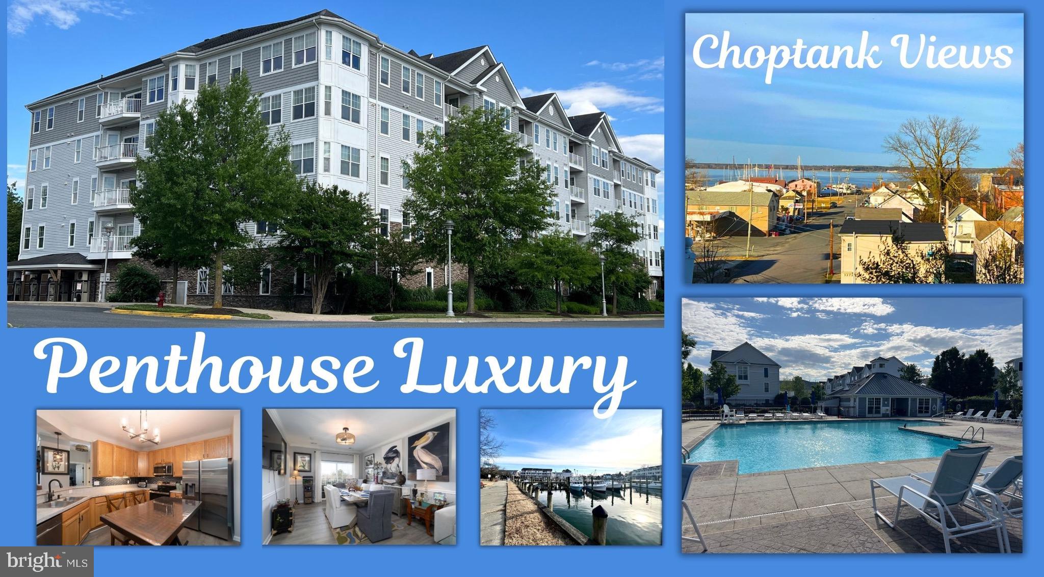 Experience affordable waterfront living without compromising on lifestyle in this beautifully updated top-floor penthouse. From your private balcony, enjoy peaceful long-water views stretching toward the Choptank River and front-row seats to the Fourth of July fireworks over the water.

Offering 1,493 square feet of thoughtfully updated living space, this 2-bedroom, 2-bath residence features new luxury vinyl plank flooring throughout, upgraded lighting, elegant chair rail detailing, and a spacious open layout designed for comfortable everyday living. The modern kitchen has been refreshed with all-new stainless steel appliances, while the full-size stacked washer and dryer add everyday convenience. The generous primary suite includes a spa-inspired bath with dual vanities, a walk-in shower, and timeless white marble flooring.

Located within the secure, gated Deep Harbour waterfront community, residents enjoy elevator access, front-door intercom entry, an assigned indoor garage parking space, and the added benefit of a rare private storage unit.

Deep Harbour offers an exceptional waterfront lifestyle with a community marina, piers, kayak launch, scenic walking paths, swimming pool, bathhouse, picnic areas, and beautifully maintained grounds along Cambridge Creek. Just moments from historic downtown Cambridge, you'll enjoy locally owned restaurants, shops, marinas, festivals, and the exciting Cambridge Harbor redevelopment on the Choptank River, bringing new waterfront dining, entertainment, and recreational amenities.

Perfectly positioned for commuters and weekend travelers alike, Cambridge offers convenient access to Annapolis, Easton, Salisbury, Ocean City, and the broader Chesapeake Bay region—making it easy to enjoy coastal living while staying connected to work and recreation.

Whether you're looking for a full-time residence, weekend retreat, or low-maintenance waterfront home, this penthouse delivers exceptional value, security, and an enviable Eastern Shore lifestyle.

𝗣𝗿𝗼𝗽𝗲𝗿𝘁𝘆 𝗛𝗶𝗴𝗵𝗹𝗶𝗴𝗵𝘁𝘀
• Top-floor penthouse with long water views toward the Choptank River
• 1,493 sq. ft. | 2 Bedrooms | 2 Full Baths
• Private balcony with water views and Fourth of July fireworks
• New luxury vinyl plank flooring throughout
• All-new stainless steel kitchen appliances
• Full-size stacked washer & dryer
• Spacious primary suite with dual vanities, walk-in shower & marble flooring
• Upgraded lighting fixtures and chair rail detailing
• Assigned indoor garage parking space
• Rare private storage unit
• Secure gated building with front-door intercom
• Two elevators serving all residential floors
• Waterfront community with marina, piers & kayak launch
• Swimming pool, bathhouse, picnic areas & waterfront walking paths
• Minutes to historic downtown Cambridge
• Near the exciting Choptank Harbor waterfront redevelopment
• Easy access to Easton, Annapolis, Salisbury, Ocean City & the Chesapeake Bay
• Affordable, low-maintenance waterfront living on Maryland's Eastern Shore