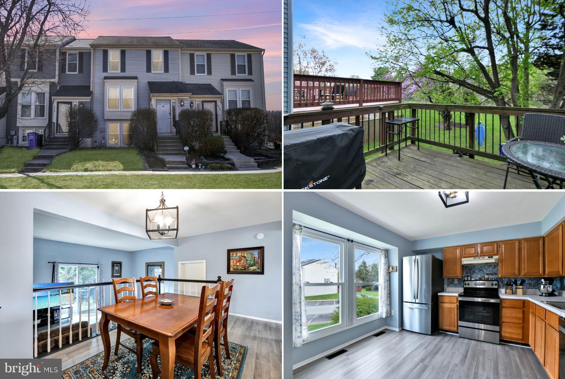 Welcome to this well-maintained townhouse in the highly desirable Sewells Orchard neighborhood! As you step inside, you'll be greeted by the light-filled kitchen-- featuring durable luxury vinyl plank flooring, modern light fixtures, ample cabinetry and a dedicated pantry. Perfect for family meals or entertaining, the separate dining area flows seamlessly into the inviting living space. From here, step out onto the spacious deck, ideal for grilling or sipping your morning coffee while enjoying the serene view of blooming mature trees. A convenient half bathroom completes this level. On the upper level, you’ll find two spacious bedrooms each with its own private ensuite bathroom, providing ultimate comfort and privacy. Need more space? The walk-out lower level offers ample storage and is ready for your personal touch. The private backyard backs to a tree-lined open space and is perfect for relaxing or outdoor activities. Enjoy access to the neighborhood playground and the walking trails and pond views of Sewell’s Orchard Park. Just minutes from tons of shops, restaurants, grocery stores and the Malll in Columbia and with easy access to major commuter routes, this home truly has it all—don’t miss your chance to make it yours!