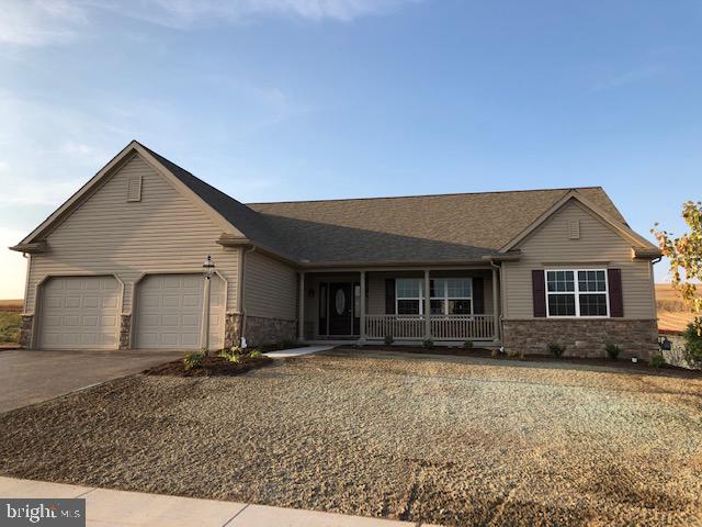 Build Job - 3BR, 2BA Brookfield 1-Story by EGStolzfus Homes. Designed and built to buyer's specifications and options. Hardwood floors in main living area including kitchen. Granite kitchen with upgraded painted cabinets, awesome double oven and cooktop. Living room with stone, gas fireplace. Master suite with deluxe bath featuring whirlpool tub, walk-in tiled shower and single bowl vanity with linen stacker. 1st Floor laundry room with pantry closet. Full lower level with egress access. Covered front porch with railing.