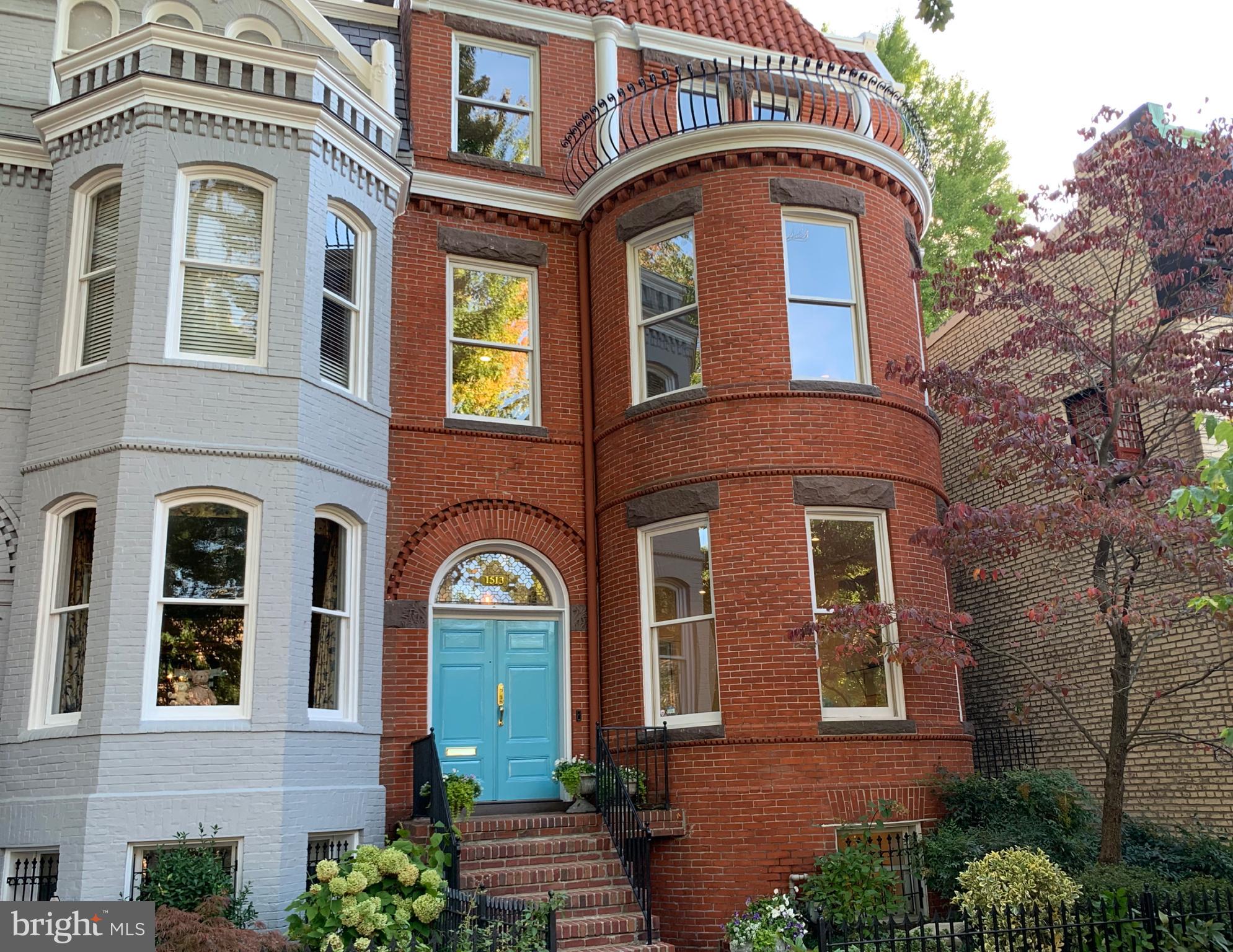 Situated on one of the loveliest and quietest blocks in the East Village, this over 5,100 square foot semi-detached townhome provides what one needs in our current times and the future. This outstanding residence is the perfect welcoming escape with its secluded wrap-around, partially covered porch overlooking an expansive beautifully landscaped garden, a total of seven bedrooms or office spaces, a spacious above-ground lower level recreation/family room, a parlor adjacent to the exquisite living room, and an exterior and interior entrance one-bedroom in-law suite with all new appliances in a fully equipped kitchen. High ceilings throughout are complemented by large windows, stunning wood floors are newly-refinished, special architectural details abound, incredible light floods every room, a dressing room/study adjoins the master suite, and an elevator offers easy access – these are just a few of the outstanding features of this turn-of-the century elegant yet family-oriented Georgetown jewel. This residence and its expansive outdoor areas not only provide serenity and style but also an abundance of space for social distancing, quiet places for family members, and storage of treasured belongings.   Please note: A Covid Questionnaire Document provided by listing agent must be completed  by all visitors before scheduling appointment.  Limit of 3 per visit.