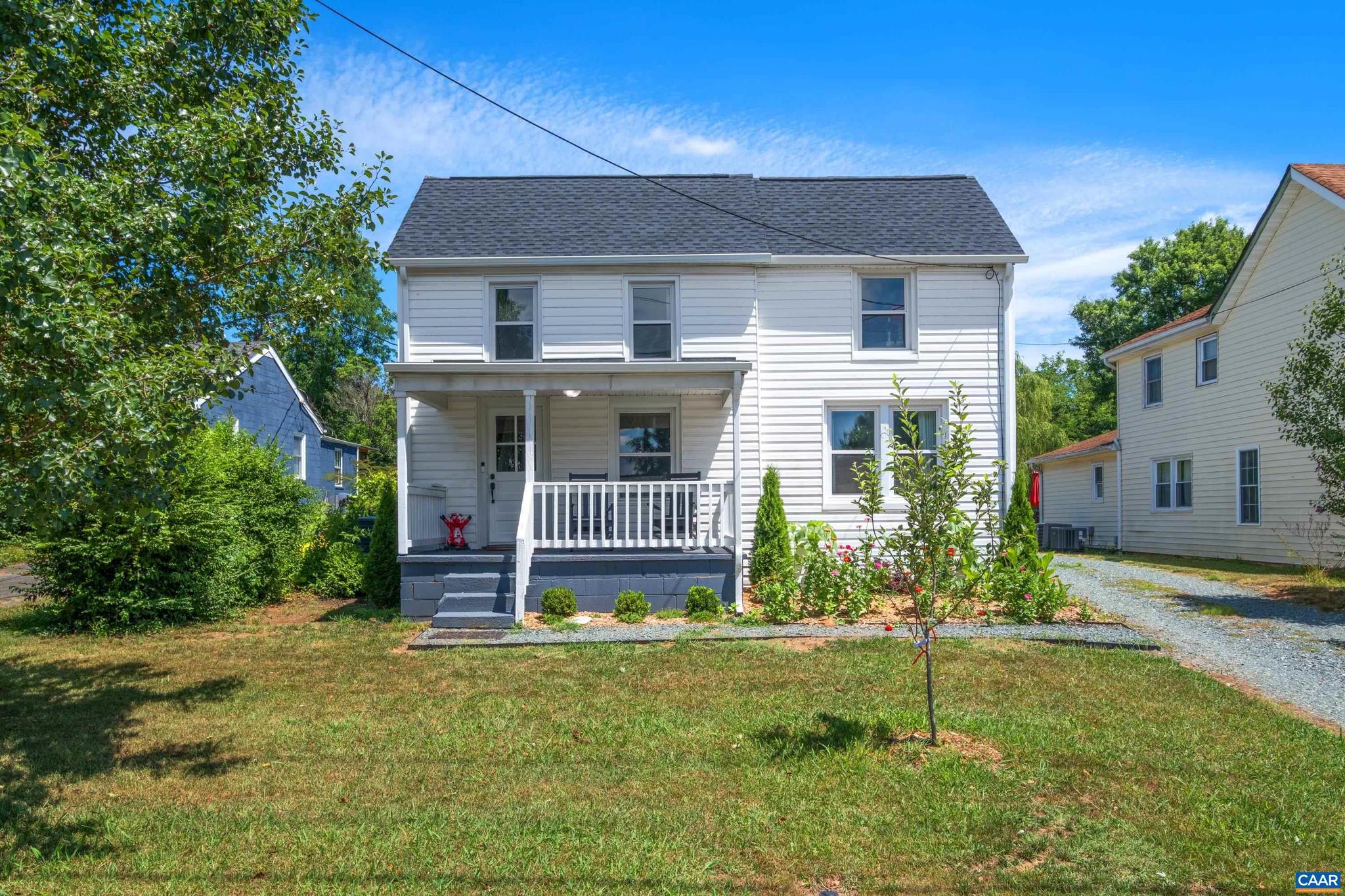 Priced below recent appraisal and loaded with updates, this charming Crozet cottage offers exceptional value in a sought-after location! Just a short walk to downtown Crozet and Starr Hill Brewery, this move-in-ready home combines character, convenience, and affordability. Major improvements include a newer roof, HVAC, replacement windows, upgraded electrical with all 2-prong wiring removed, structed security wiring, nest thermostat, off-street parking, luxury vinyl plank flooring, and beautifully updated kitchen and bath spaces with new stainless-steel appliances. Listed as a one-bedroom, one-bath home, the current owner has successfully utilized it as a two-bedroom, providing added flexibility. Enjoy morning coffee or evening relaxation on the welcoming front porch. The back porch overlooks the large backyard. Spacious back yard complete with raised garden beds that feature fully automated irrigation system on a timer, and has plenty of space for entertaining, gardening, pets, or play. Friendly neighbors and a vibrant community atmosphere make this home even more special. Opportunities like this are hard to find in Crozet?don't miss your chance to own a well-maintained, updated home at an attractive price