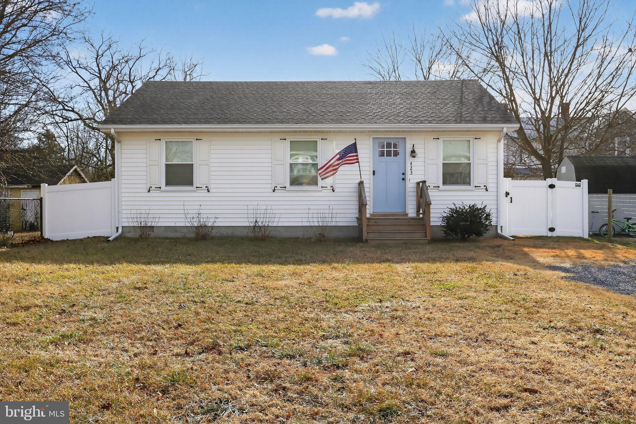 Turn-key, one-level living in the heart of charming downtown Millington! Welcome to 423 Cypress Street, a beautifully maintained and thoughtfully updated home that is truly move-in ready!! Take advantage of the seller’s option to convey the home fully furnished as they relocate out of state. 
 
This stress-free property has been lovingly cared for, and it shows in every detail. Major updates include new windows (2020), a brand-new fenced yard, a new deck perfect for outdoor enjoyment, and bathroom updates featuring a Bath Fitter system with a lifetime warranty. Additional improvements include new gutters with LeafFilter protection and a new washer and dryer, offering peace of mind and low-maintenance living for years to come. 
 
Enjoy the ease of single-level living in a revitalized small-town community while still being conveniently located near Route 301 for quick commuting access. Millington’s local shops, dining, parks, and nearby waterways make this an ideal home base for those seeking both charm and convenience. 
 
Pride of ownership shines throughout, making this home an excellent opportunity for first-time buyers, downsizers, or anyone looking for a well-cared-for property in a welcoming Eastern Shore community.