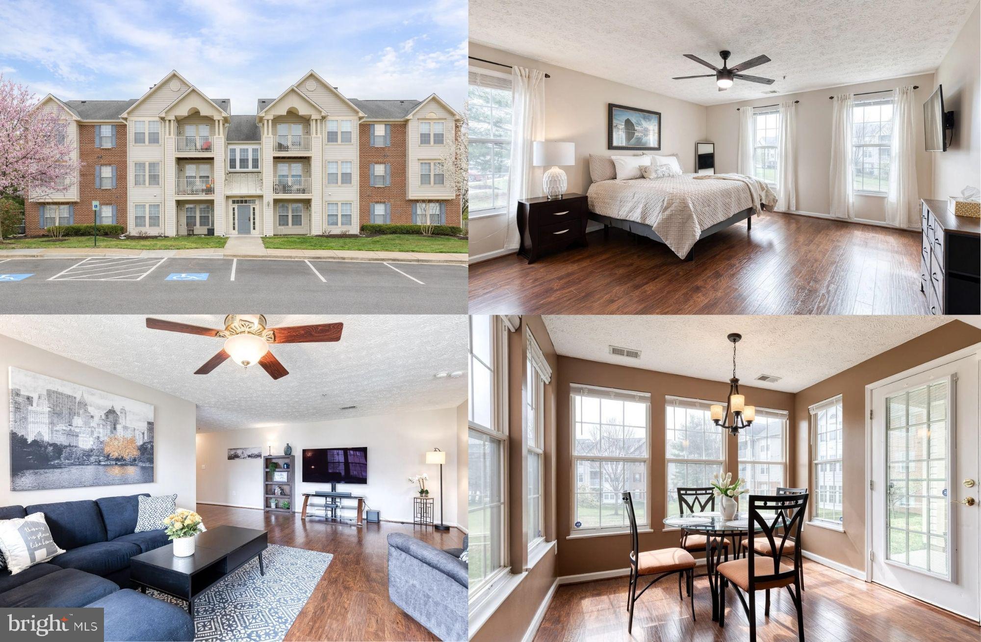 Welcome to effortless, one-level living in Piney Orchard! This first-floor Chestnut Gable condo offers true no-stairs access and a spacious, well-designed layout. Inside, you’ll find two generously sized bedrooms and two full baths, including a primary suite with a walk-in closet and private ensuite. The second bedroom also offers direct access to the second bathroom—ideal for guests or a private home office. The main living space is expansive and flexible, with room for multiple living zones if desired. Beautiful, dark laminate flooring runs throughout, with tile in the kitchen and baths. Just off the kitchen, a sun-filled dining area with windows on three sides adds charm and natural light. Step outside to your private patio—perfect for morning coffee or unwinding—with direct access to peaceful green space. Additional highlights include in-unit laundry, HVAC (2017, serviced 2025), and a water heater (2023). All within the highly desirable Piney Orchard community, offering indoor and outdoor pools, fitness center, walking trails, tennis courts, playgrounds, and beautifully maintained grounds.