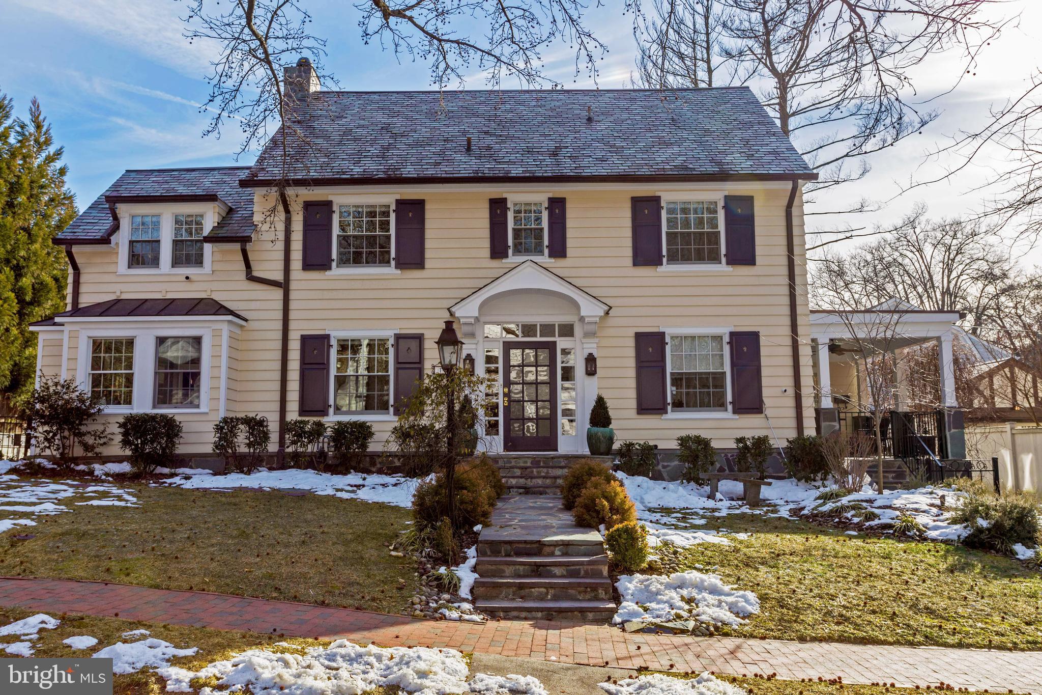 Quintessential Village Home! Renovated to perfection!  Spacious Living room w/ FP, Gourmet Kit w/island & top of the line appliances, Dining area, covered flagstone terrace off the Kit/Dining area, Fam Rm w/ FP & direct access to yard. MBS w/dressing  /closet rm with gorgeous built-ins, sun filled sitting room, and elegant bath en-suite w/ sep shower, 2 sinks and soaking tub, 5 Additional bedrooms, Amazing fully finished LL family room with built ins,  custom built entertaining bar w/ ice  maker & beverage frig & sink, exercise room, bedroom, full bath, LA, computer area.  Outside entertaining Kit w/ built in grill, patio, garden, detached garage and much more!
