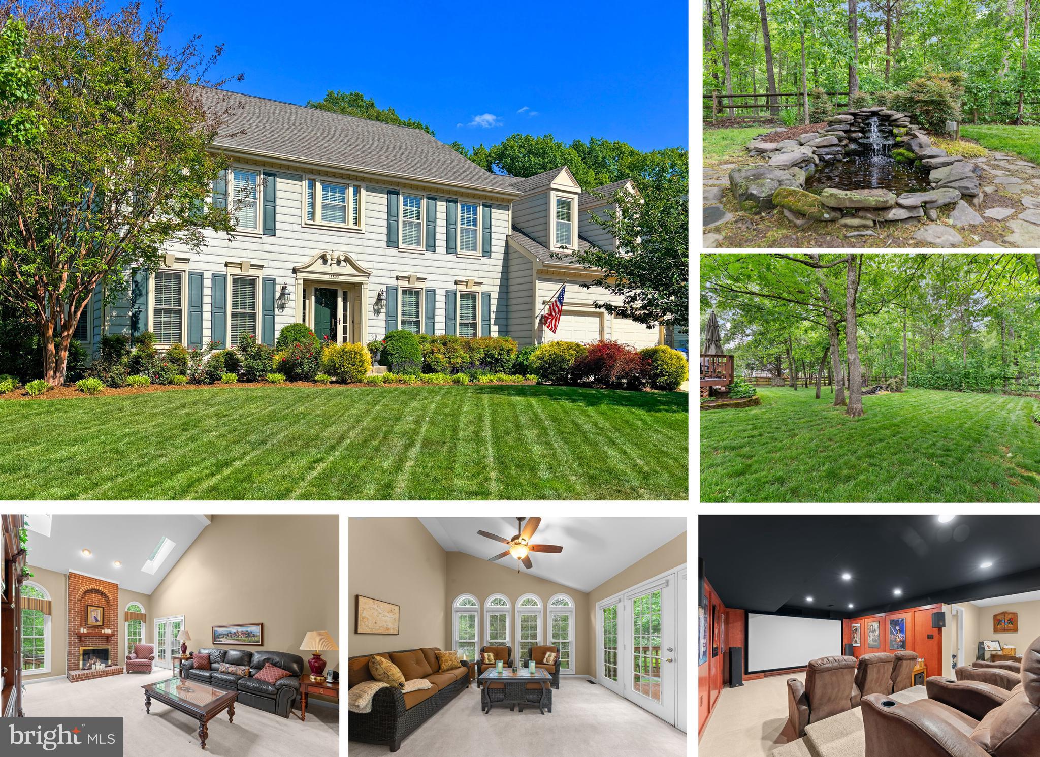 IMPRESSIVE NEWCASTLE MODEL ON A PREMIUM LOT BACKING TO ACRES OF WOODED COMMON AREA IN VIRGINIA RUN!

Perfectly sited on a premium lot backing to acres of wooded common area, this beautifully maintained Newcastle model offers  5,000+ square feet of finished living space and a backyard setting that is rarely available in the neighborhood. Enjoy peaceful wooded views, a tranquil pond with waterfall, and a spacious tiered deck ideal for entertaining, relaxing, or enjoying nature year-round.

Inside, the dramatic two-story family room is filled with natural light from skylights and features a floor-to-ceiling brick wood-burning fireplace. The main level offers an excellent balance of open gathering spaces and private rooms, including a formal dining room, butler’s pantry, formal living room with bay window, private office, and a bright sunroom that also works well as a second office or flex space.

The gourmet kitchen features a center island cooktop, Bosch double wall oven with convection, two pantries, and a sunny breakfast area with direct access to the deck and backyard.

Upstairs, the spacious primary suite includes a vaulted ceiling, large walk-in closet with organization system, and a luxurious ensuite bath with Jacuzzi soaking tub, dual vanities, and separate shower. One of the secondary bedrooms has its own private ensuite bath, creating the rare advantage of three full bathrooms on the upper level. Additional thoughtful features include an open hallway overlooking the foyer and a convenient laundry chute.

The finished walk-up basement offers exceptional additional living space with a dedicated media room featuring a projector, screen, speakers, amplifier, and six theater chairs. Three bonus rooms provide outstanding flexibility for guests, fitness, hobbies, or additional office space, along with ample storage and a workshop area.

Additional features include dual-zone HVAC, irrigation system, roof replaced in 2018, furnaces replaced within the past 6 years, and replaced windows.

Virginia Run is one of Centreville’s most sought-after communities, known for its mature trees, scenic walking trails, neighborhood events, and extensive amenities. Residents enjoy an award-winning community center, pool, tennis and pickleball courts, basketball courts, recreation fields, playgrounds, and miles of wooded trails throughout the neighborhood. Conveniently located near major commuter routes including I-66, Route 28, and Route 29, with easy access to shopping, dining, parks, and everyday conveniences.