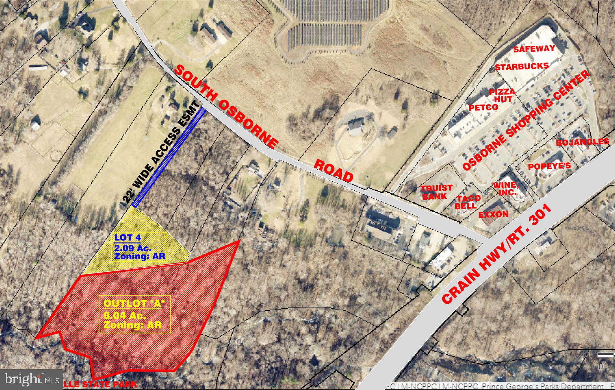 Introducing an incredible over 10-acres property (2 lots sold as one) with boundless opportunities for your dream lifestyle! Nestled in a serene location, this land offers 2 acres perfectly suited for your dream home. Imagine waking up to the tranquility of nature and building your sanctuary here.

But that's not all this property has to offer! An impressive 8 acres are dedicated to walking, hiking, and biking trails, allowing you to immerse yourself in the beauty of the surrounding landscape. Better yet, the property backs up to the breathtaking Rosaryville State Park, providing endless opportunities for exploration and outdoor adventures.

Convenience is at your doorstep, with public water and public sewer services available. Say goodbye to the hassle of private utilities and embrace the ease and accessibility of public services.

Don't miss out on this rare opportunity to own a piece of paradise. Embrace the potential of this remarkable property and let your imagination run wild!

Note: Two Lots sold as one the property addresses are 7503  South Osborne Road and 7505 South Osborne Road Upper Marlboro, MD