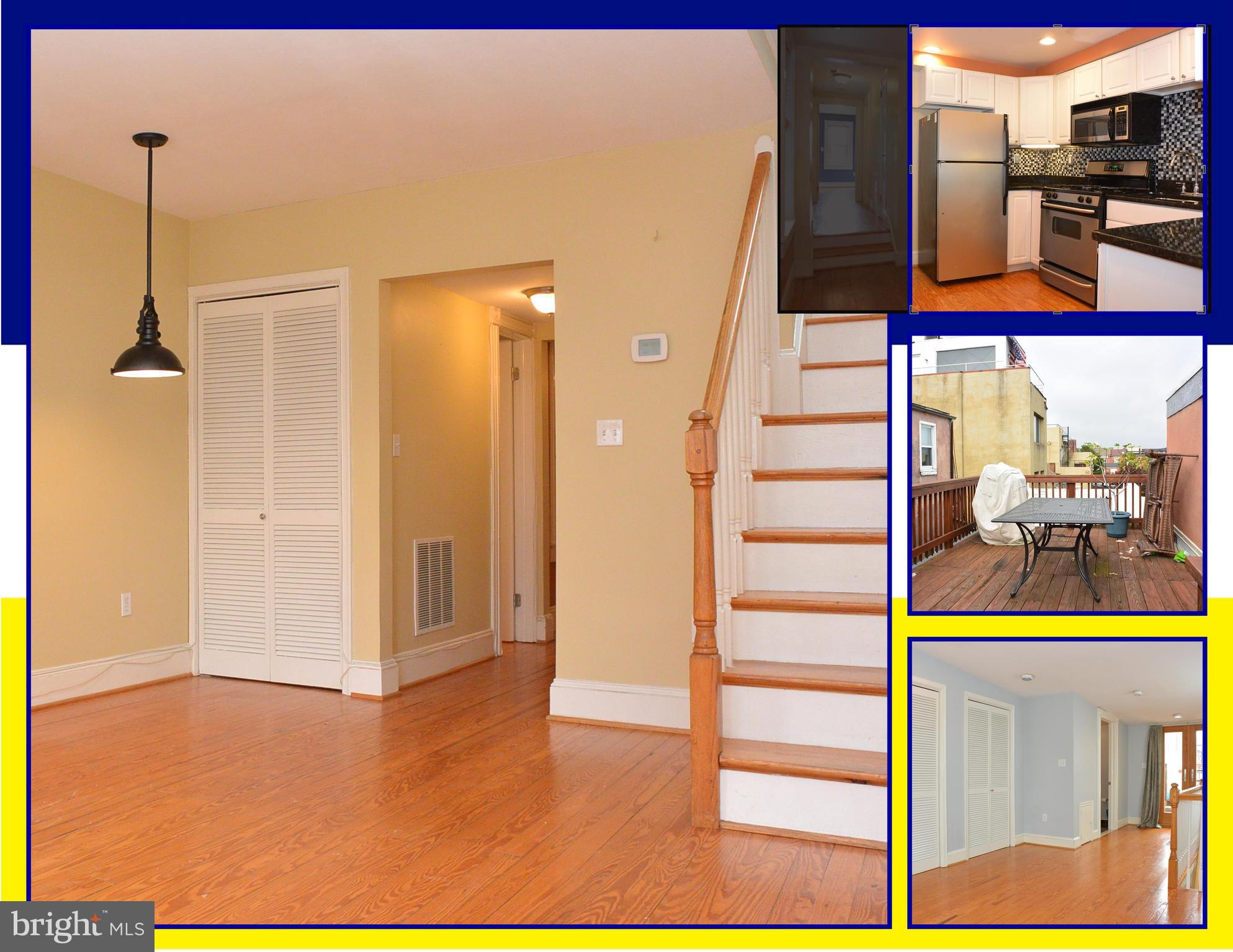BEAUTIFUL, LIGHT AND BRIGHT SECOND FLOOR 2 BEDROOM 2.5 BATH TOWNHOUSE CONDO. FULLY-RENOVATED WITH AN OPEN FLOOR PLAN AND ABUNDANT NATURAL LIGHT, WOOD FLOORS THROUGHOUT, SKYLIGHT, GOURMET KITCHEN, GRANITE COUNTERS, STAINLESS STEEL APPLIANCES, ROOF DECK, WASHER/DRYER. CONVENIENT TO DOWNTOWN, INNER HARBOR, I-95 & MARC TRAINS TO DC. IMAGINE YOUR NEW HOME!