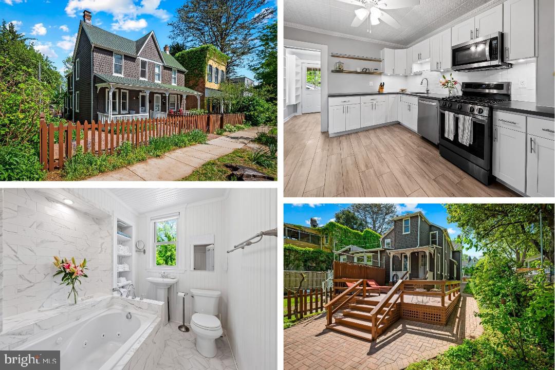 Tour This Beautifully Updated Victorian Gem in the Evergreen Community of the Roland Park Area!
Welcome to this charming, semi-detached Victorian home in the heart of the Evergreen community, lovingly maintained and thoughtfully updated over the past ten years. Curb appeal galore! Before you even step inside, you’ll notice the new roof and siding, picket fencing, brick paver paths, and lush gardens that include fig, apple, and peach trees—as well as blueberries, strawberries, and more. This outdoor oasis is perfect for gardeners and nature lovers alike! Inside, modern comfort meets historic charm. Enjoy year-round efficiency with a Small-Duct High-Velocity HVAC system (UnicoSystem) and a Navien NHB 150 boiler for hot water on demand. The home also features refinished oak flooring and new double-hung fiberglass windows throughout. The kitchen is a chef’s dream—featuring an LG ThinQ oven with air fryer, built-in microwave with extractor, a three-door French-door refrigerator with dual ice maker and water dispenser, plus glass-accent shelving and a fully remodeled pantry with a GE washer/dryer. Just beyond the kitchen is a brand-new full bath, and upstairs, the primary ensuite has a remodeled bathroom complete with a Whirlpool soaking tub with safety heater—perfect for unwinding after a long day. Head down to the basement to find revamped concrete flooring and a sump pump for peace of mind. NOT TO BE MISSED IS THE REPURPOSED GARAGE W CUSTOM TILE FLOORING, INSULATED THROUGHOUT, WITH A HEAT/AC WALL UNIT.  YOU WILL FALL IN LOVE WITH THIS TRANQUIL STUDIO/OFFICE/GYM, AND EVEN THE NEW, PULL-UP GARAGE DOOR  IS INSULATED. Overall this exceptional home combines timeless style with modern updates—truly move-in ready and waiting for its next chapter!