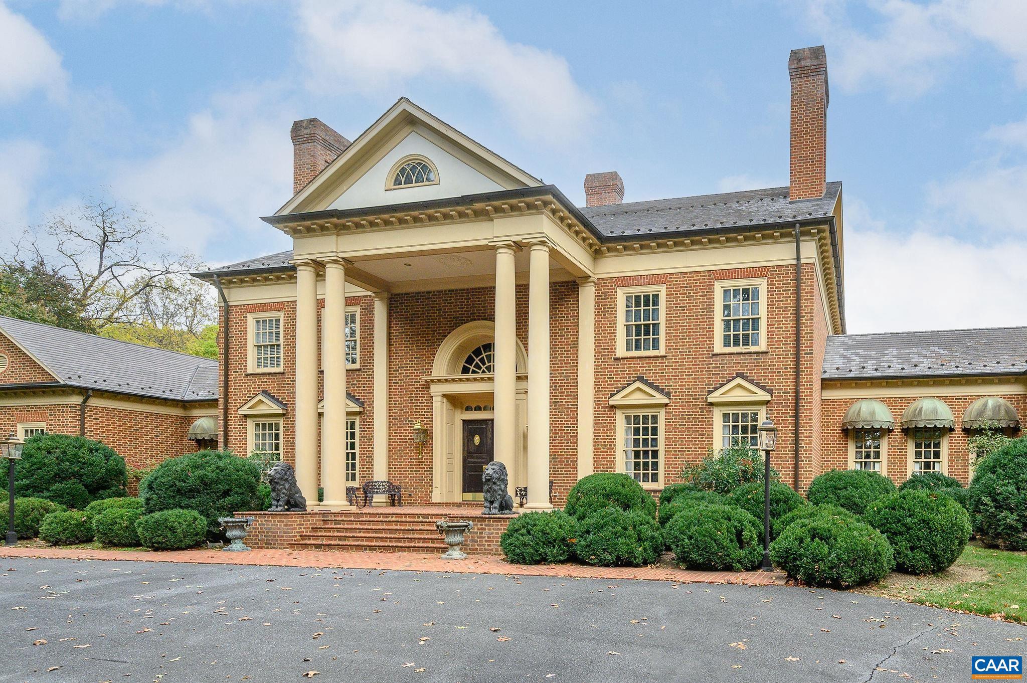 Offered for the first time, this illustrious estate sits privately nestled within an 11-acre expanse in Staunton. A circular driveway introduces a meticulously crafted residence, ensconced by a main gate, fencing, and mature trees. This well-balanced home features 4 bedrooms and 6.5 bathrooms, with an unwavering commitment to precision and detail. Elegant rooms reveal ornate moldings, intricate trim, lovely ceiling medallions, and inviting fireplaces. The marble foyer, anchored by a magnificent staircase and a soaring ceiling, serves as a gateway to formal dining and living rooms. Beyond is the family room with a coffered ceiling, a sunroom, an inviting eat-in kitchen, and a handsome home office with fiber internet. The primary bedroom suite boasts dual bathrooms, each with walk-in closet. The second floor has three ensuite bedrooms, a sitting room with covered balcony, and a discreet secondary staircase. A separate structure provides four additional garage bays and a workshop. The landscaped grounds include a rear brick patio, a charming brick fountain, and various tranquil spaces for gardening, reading, and quiet contemplation.,Wood Cabinets,Fireplace in Bedroom,Fireplace in Dining Room,Fireplace in Family Room,Fireplace in Home Office,Fireplace in Living Room,Fireplace in Master Bedroom