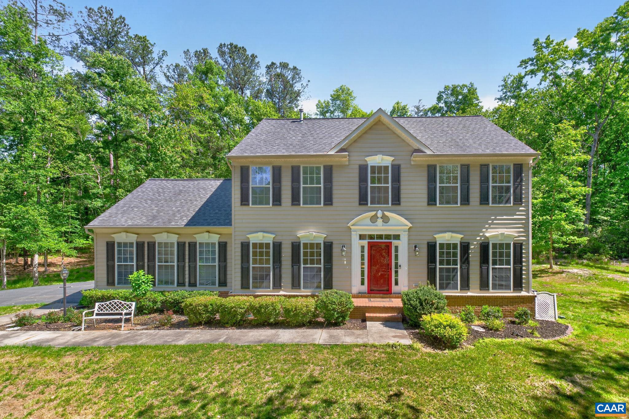 This handsome updated home sits on a picturesque 2.39-acre lot that affords privacy! This well kept home boast 4 bedrooms, 3 bathrooms, hardwood floors, gourmet kitchen with granite countertops, maple cabinets with pull out drawers, breakfast room with a wall of windows. Full unfinished basement with rough-in plumbing for further expansion. Minutes to Charlottesville and I64.,Granite Counter,Maple Cabinets,Wood Cabinets,Fireplace in Family Room