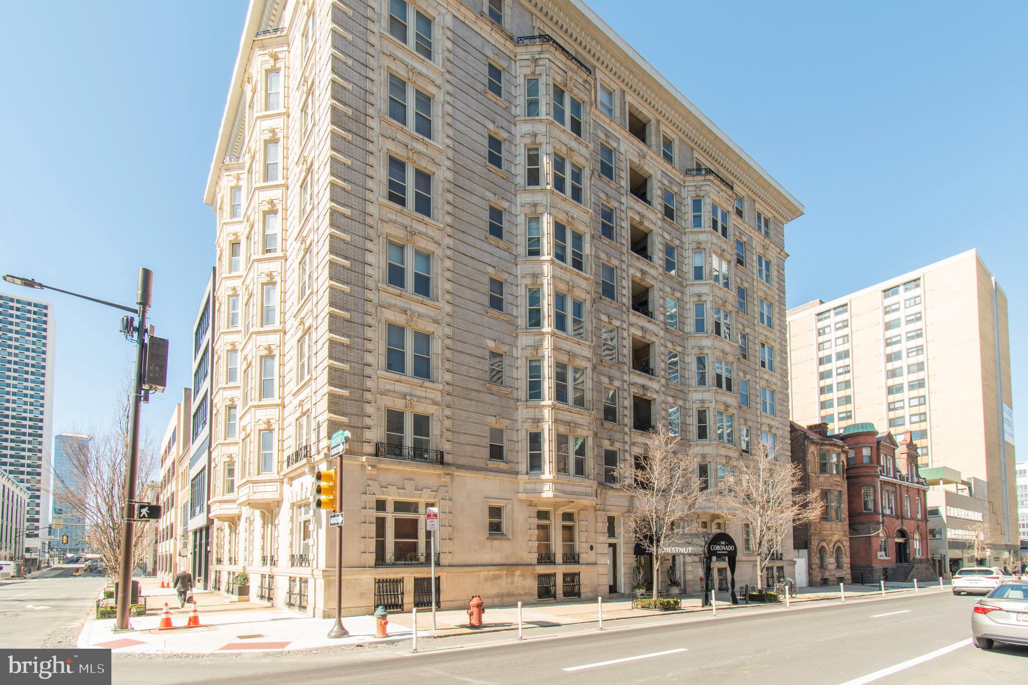 Beautiful spacious condo in Rittenhouse with gleaming hardwood floors, stainless steel appliances and washer/dryer combo and Central AC in the Pre-War style Conorondo Codominiums. At 22nd and chestnut, it's a perfect location within walking distance to Rittenhouse Square, award winning retaurants and cafes, public transit and 30th St station. One of the best values in Rittenhouse Square, this won't last long! Heat, A/C and water included (Tenant pays cooking gas and electricity for lighting).
LIVE IN GRAND STYLE AT THE CORONADO! 1 Bedroom + Den/1 Bath classic condominium unit in unique Historical Pre-war building built in 1909! Building boasts an Historical Facade, Grand stairway and lobby, refinished hardwood floors, and lots of large windows. Why not SIMPLIFY YOUR LIFE AND LIVE IN GRAND STYLE!  $500 each move in/move out fee if move-in/move out are completed in one day. $1000 for multi day move (not to exceed 5 days). Move-ins/move outs are permitted M-F 9AM-4PM. $250 new lease fee. No cats please. Available for July occupancy.