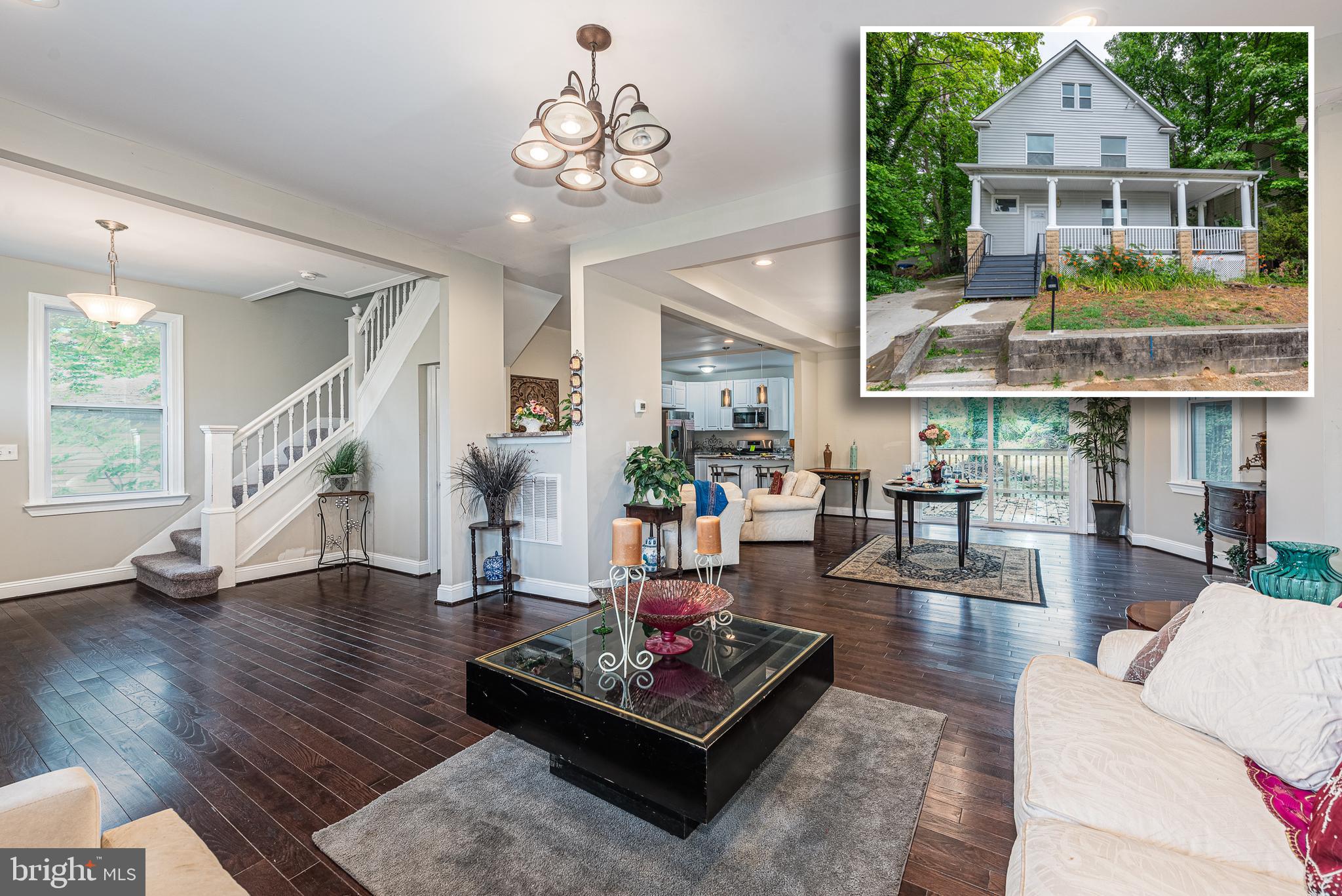 SPECTACULAR MOVE-IN READY COLONIAL WITH APPROXIMATELY 2,300 SQ. FT. OF LIVING SPACE!  Features include an inviting covered front porch, an open floor plan with gleaming hardwood floors, a spacious living room and dining area, a gourmet kitchen with granite counters & ss appliances, a main level half bath, 2nd level Primary bedroom suite with a full bath with double vessel sinks and a spa shower and 2 additional bedrooms with a hall bath, finished 3rd level with a sitting room, 4th bedroom, and 3rd full bath, a rear deck that overlooks the level rear yard, and driveway parking!  Pack your bags and move right in!