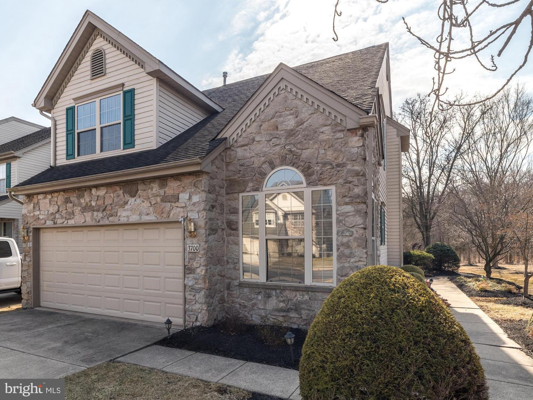 Welcome home to this stunning End Unit Nockamixon Model in the highly sought-after Fireside community! Offering a rare first-floor primary suite, this home blends elegance, comfort, and convenience in one perfect package. At  the side entry you Step inside and will be captivated by the soaring two-story living space, where natural light pours in, accentuating the warmth of the gas fireplace—perfect for cozy evenings at home, with open dining area framing an elegant curved staircase; whether you're an aspiring chef or love to entertain, the well-appointed kitchen boasts ample cabinetry, sleek granite countertops, gas cooking, and a charming breakfast nook with a vaulted ceiling and picturesque windows. plenty of light colored cabinets for storage, a large pantry, and many windows!  Your personal retreat awaits in the spacious first-floor primary suite, complete with vaulted ceilings, dual closets including a walk-in, and a spa-like bath featuring a soaking tub and separate shower with double sinks—your own private oasis! Off of the living room  is a nice size rear deck which is perfect for entertaining and overlooks the meticulous landscaping and open area; the 2 car garage has interior access to the first floor laundry/mudroom with coat closet; the second level features 2 large bedrooms with ceiling fans, a full bath with tub and shower, with airy loft space upstairs providing endless possibilities—use it as a home office, a cozy lounge, or a play area! The finished basement with powder room,  features additional space for workout area,  media room or guest retreat has additional storage. Nestled in the vibrant Doylestown area, this home offers not just a residence, but a lifestyle. Enjoy walking distance to Hansel Park’s scenic trails and entertainment, plus easy access to major highways, shopping, dining, and cultural attractions."   A great location not far from Doylestown Borough and only a short walk to Hansel Park with walking trails, ponds and summer entertainment series!!! Close to all the major highways , just waiting for you!