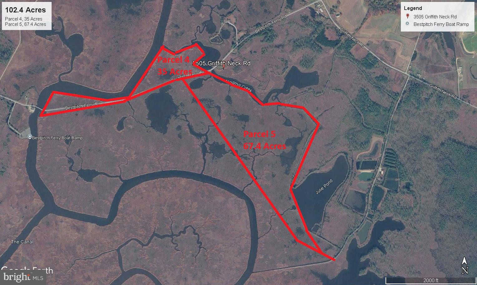 102.4 Acres of prime waterfowl hunting. Property is 2 parcels. Parcel 4 is 35 Acres and Parcel 5 is 67.4 Acres.
Parcel 5 was subdivided in January of 2026 and was originally 131 Acres.
