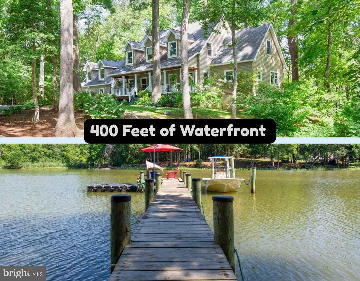This home checks ALL the boxes!  Over 400ft of waterfront overlooking Bolingbroke Creek with Pier and Floating jet ski dock. Beautiful and Inviting Front Porch that leads into this Custom-built Cape Cod located on Very Private 12.77 acres with many recent upgrades. Features include 4 Bedrooms, 3-1/2 Baths. This open floor plan features large kitchen with Granite countertops and plenty of cabinets and Lots of Storage. Primary Bedroom on the first floor with Full Bath, deck and Hot Tub overlooking the water. Family Room with wood burning Fireplace. Waterside glassed in porch and first floor laundry with built-in Pet Bathing Station. Separate Dining Room / Office.  Gorgeous Luxury Vinyl Planking floors throughout. Upstairs you will find...3 Bedrooms, 1 Full Bath, Large Rec Room, and a Breezeway that leads you to Finished Space above Garage-Currently a bonus room with Full Bath.  Room could easily be a Workout Room / Office / Game Room.  Outdoor Features Include... Geothermal HVAC, Shed, Fire Pit, Entertaining Space surrounded by Beautiful Landscaping.   Custom walkway to the water for all your boating and Fishing needs. Minutes to Scenic Choptank River, Sand Bar, and all Cambridge has to offer.  In addition, there is plenty of acreage for Hunting or Gardening which includes a  Garage w/ lean to attached  and a  small Greenhouse. Currently a Perc pending for additional dwelling. Home is situated within 15 minutes to Easton or Cambridge. One hour to Maryland and Delaware Beaches. Call Today!! You will not be disappointed.