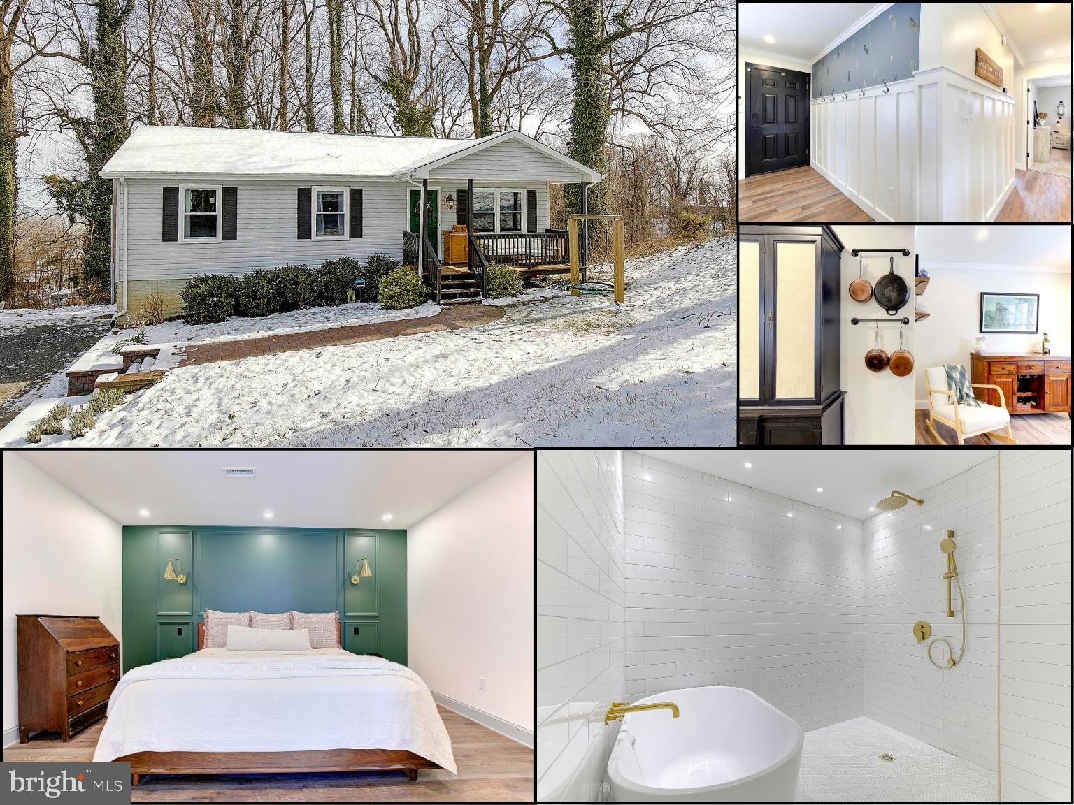 Welcome to this charming rambler-style house that is Pinterest Perfect! This delightful home features 4 bedrooms and 2 full bathrooms, offering a cozy and functional living space. Step inside to discover the luxury vinyl plank (LVP) flooring that spans throughout the home, providing durability and a contemporary aesthetic. The kitchen boasts a stylish quartz countertop and a beautiful backsplash. The guest bathroom has been updated with beautiful tile work, including subway tile shower, updated vanity and lights. The living room downstairs is a haven of relaxation, featuring custom-built recessed wall shelving for added charm and functionality. Throughout the home, you'll find beautiful crown molding and board and batten molding, adding character and sophistication throughout the home. The basement reveals an amazing master suite, complete with a beautifully renovated master bathroom. Dual vanities, a tile floor, subway tile, and a free-standing tub create a luxurious retreat. A sitting room off the master bedroom, equipped with a wet bar, provides a perfect spot for unwinding. Laundry room complete with butcherblock countertop and large cabinet storage. Enjoy seasonal Chesapeake Bay views from various vantage points on the large deck—a fantastic space for entertaining friends and family or simply basking in the beauty of the surroundings. The fenced yard not only offers privacy but also provides a safe and enjoyable space for pets or kids to play. Large shed (a HE-shed!) complete with it's own office with electric and heating/AC. Just minutes to the shopping, sight seeing, boardwalks, natures walks and beaches in the North Beach and Chesapeake towns.  Just a few blocks from Bay Front Park (Brownies Beach).  Don't miss the opportunity to make this home your own and join a great and growing community in Chesapeake Beach!