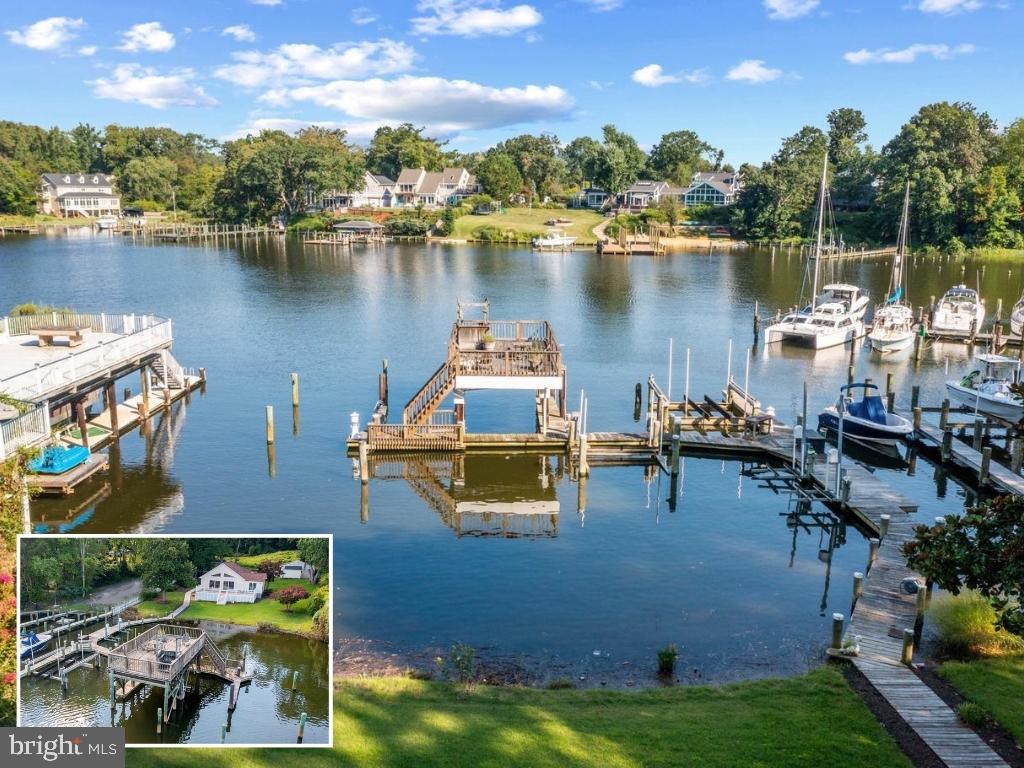 Welcome to 25 Leeland Road, where life on the water takes center stage. Perfectly positioned on protected Warehouse Creek with 104 feet of private waterfront, this exceptional property offers the ideal setup for boating enthusiasts with easy access to the South River and Chesapeake Bay. The property features an enviable private pier with an expansive boat house with a roof deck, multiple slips, an 8,000 lb boat lift, a 20,000 lb boat lift, and two 1,500 lb PWC lifts, making it perfectly suited for boaters of all kinds.

This updated 3 bedroom, 3 bath home offers one level living and an open concept layout, complemented by extensive structural as well as mechanical and aesthetic improvements. Soaring ceilings in both the family room and the primary bedroom beautifully frame serene waterfront views, while the spacious eat-in kitchen with island and two ensuite bedrooms, including one with a private entrance, provide flexibility for hosting guests, multigenerational living, or creating a dedicated office space.

After a day on the water, gather on the expansive rear deck for a crab feast or enjoy panoramic evening views from the coveted rooftop deck over the pier. Interior updates include new Hunter Douglas blinds, custom built-ins in the office and entertainment area, updated faucets, new light fixtures, and newly installed ceiling fans. Significant behind-the-scenes enhancements include reinforced basement supports with new and rebuilt piers, updated bracing, a new sump pump, septic improvements with a new clean out and riser, and a raised well cap. HVAC updates include replaced ductwork and upgraded components for improved airflow and efficiency.

The detached, conditioned oversized garage is another standout feature. It has been fully repainted and is heated, cooled, and outfitted with recessed lighting, ceiling fans, and a powder room. This flexible space is ideal for a workshop, art studio, gym, or additional creative use. The property also includes a newly constructed carport, replaced fencing along the south property line, improved stone landscaping around the pond, and completed permitting for non-conforming use for the boat house, storage, and rooftop deck, permits for dock replacement in kind, and the waterfront shoreline.

Ideally positioned, this home offers quick boating access to the South River and Chesapeake Bay while also providing effortless proximity by car to Historic Annapolis. Located near key corridors including Rt. 2 and Rt. 50, 25 Leeland Road allows for quick access to Washington, D.C. and Baltimore. Whether heading into the cities, catching a flight, or commuting daily, this central Edgewater location makes travel simple while still allowing you to return home to peaceful waterfront living. Welcome home to your relaxed and comfortable waterfront lifestyle!