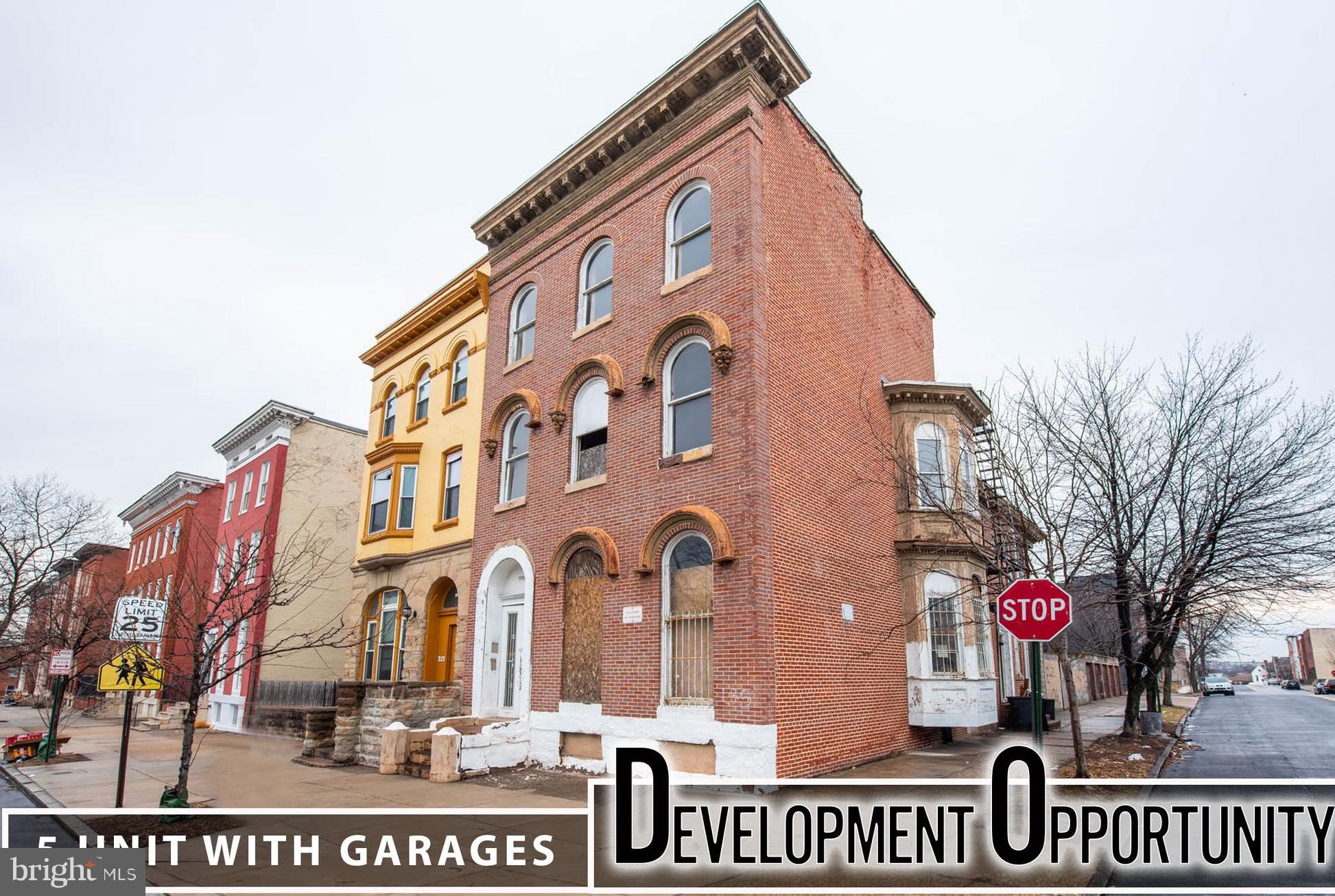 Exceptional investment opportunity with over 7,000 square feet  in the  Historic Lafayette square neighborhood!!  This  proposed   development project gives the   new owner the ability to fully design their  own 5 unit multi family building.  This project has high upside due to each  apartment  having its own  private  garage  which  gives exclusivity to your future tenants  and the ability  to charge to them each month to use the garages while also increasing the leasable dollar per square Ft for each apartment  . The owner also has architectural  plans and variance approved by Baltimore city for this 5 unit development .  Centered right in front of Lafayette square park this brings prime walkability  and appeal for future tenants. Located 7mins from MICA university and 6 mins from the university of Maryland medical center (Midtown campus)  this opportunity  has proximity in match for  high  execution as a operator.  Please contact me for more information