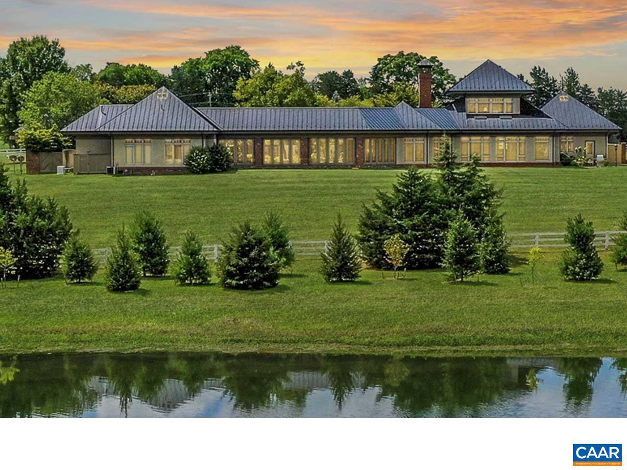Welcome to an exceptional architectural masterpiece designed by Kermit Huggins, AIA & built by Shelter Associates. Nestled in the serene landscape of Keswick, VA, this unique property offers an unparalleled blend of modern design & natural beauty. The main house features a light-filled, open-concept living space with expansive windows that frame the stunning views. With 1 bedroom in the main residence, the layout is perfect for those seeking simplicity without sacrificing elegance. It's ideal for intimate living & entertaining alike, with thoughtfully designed spaces that invite the outdoors in. The second level of the home offers an incredible office space with sweeping views that stretch for miles, overlooking beautiful horse farms & the SW mountains?a perfect setting for inspiration. A charming guest cottage in the courtyard complements the main home, offers 2 ensuite bedrooms. Whether lounging by the pool, soaking in the peaceful atmosphere, or enjoying the proximity to world-class golf & dining at Keswick Hall, this home offers a one-of-a-kind lifestyle. A rare find for those who appreciate architectural excellence in a stunning natural setting. Not for everyone, but perfect for someone seeking a truly distinctive home.,Glass Front Cabinets,Soapstone Counter,Wood Cabinets,Fireplace in Family Room