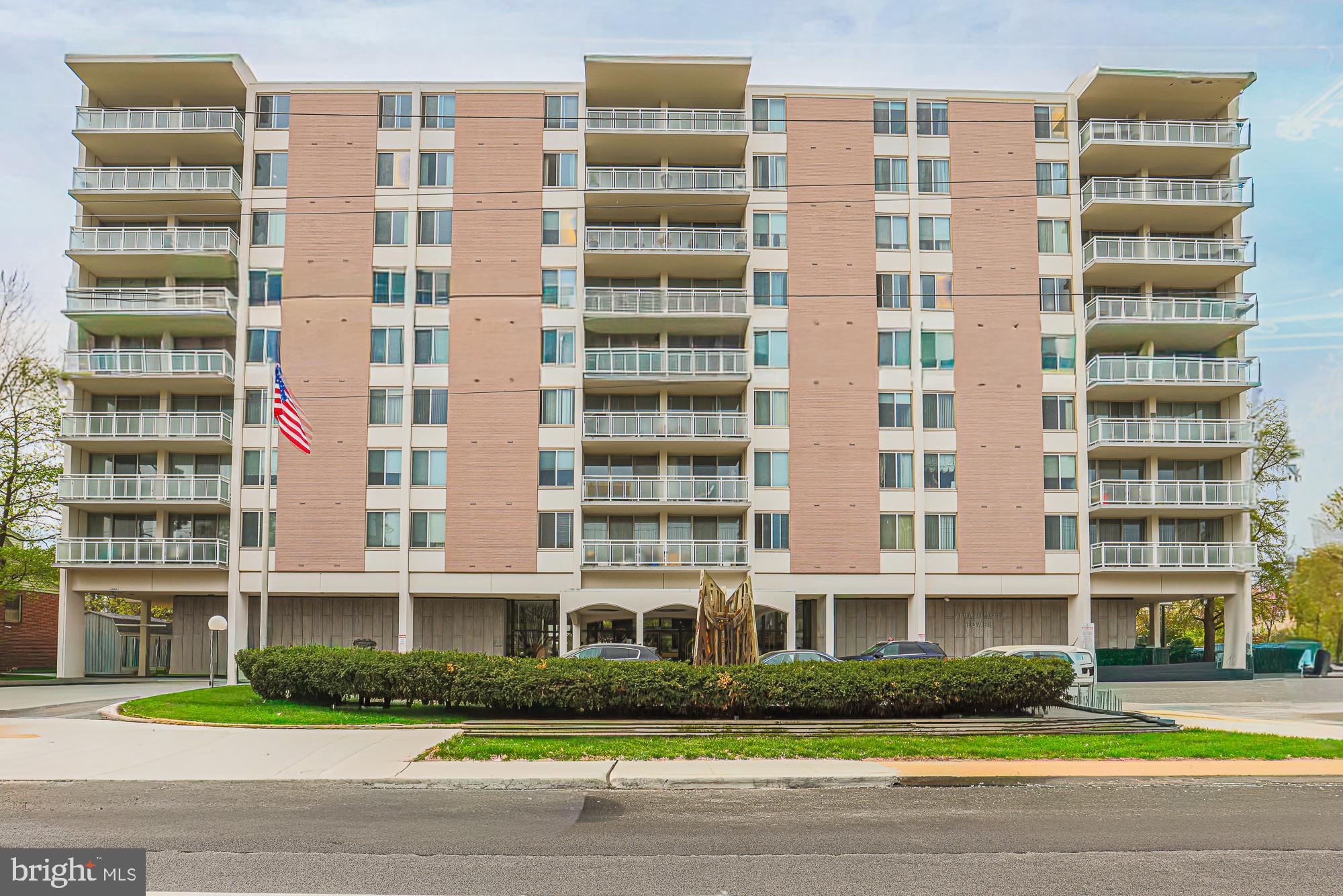 Welcome to this beautiful 2 bedroom 2 bath plus den, 4th floor corner condominium at Strathmore Tower, a well managed historically significant, full-service condominium community built for longevity.    Entrance foyer,  spacious living room -dining room, eat in kitchen, expansive covered balcony that fills the unit with natural light.  Den may be used as office, guest room... large primary bedroom with built ins, closets and walk in shower.  Building offer premium amenities including a doorman concierge service and 24 hour front desk staff for your security and convenience.  Utilities are included in the monthly condo fee.  Private parking facility undergoing significant renewal and modernization.