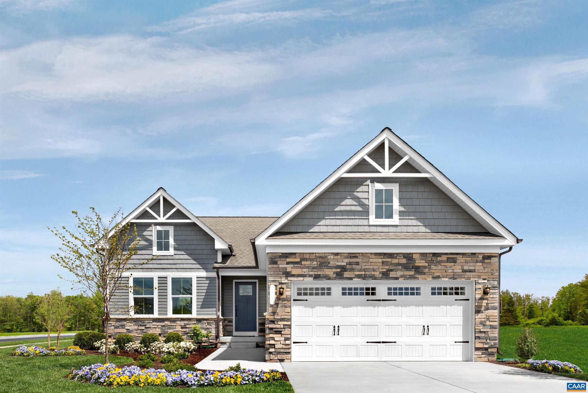 The Eden Cay floorplan to be built on a FINISHED BASEMENT featuring main level living backing to private wooded tree line for Fall 26' move in! This Eden Cay boasts an open bright design with a 2-car garage, 4 bedrooms, 3 baths, and a spacious owner's suite with private bath & walk-in closet. Enjoy a gourmet kitchen, spacious kitchen island, granite counters, and stainless kitchen appliances! Plus, enjoy additional living space or room for guests with finished basement including additional full bathroom and 4th bedroom! Creekside Ranches is an amenity filled community featuring 2 pools, 2 pickleball courts, clubhouse with fitness center, playground, walking trails and more! Creekside Ranches is located in a peaceful setting with beautiful mountain views. A maintenance-free lifestyle with lawn & landscaping included all only 10 minutes from Charlottesville! Every new home in Creekside is tested, inspected & HERS scored by a third-party energy consultant and a third-party inspector. Don't wait! Schedule your visit today and secure your new home and $12,000 in savings!,Maple Cabinets,Quartz Counter