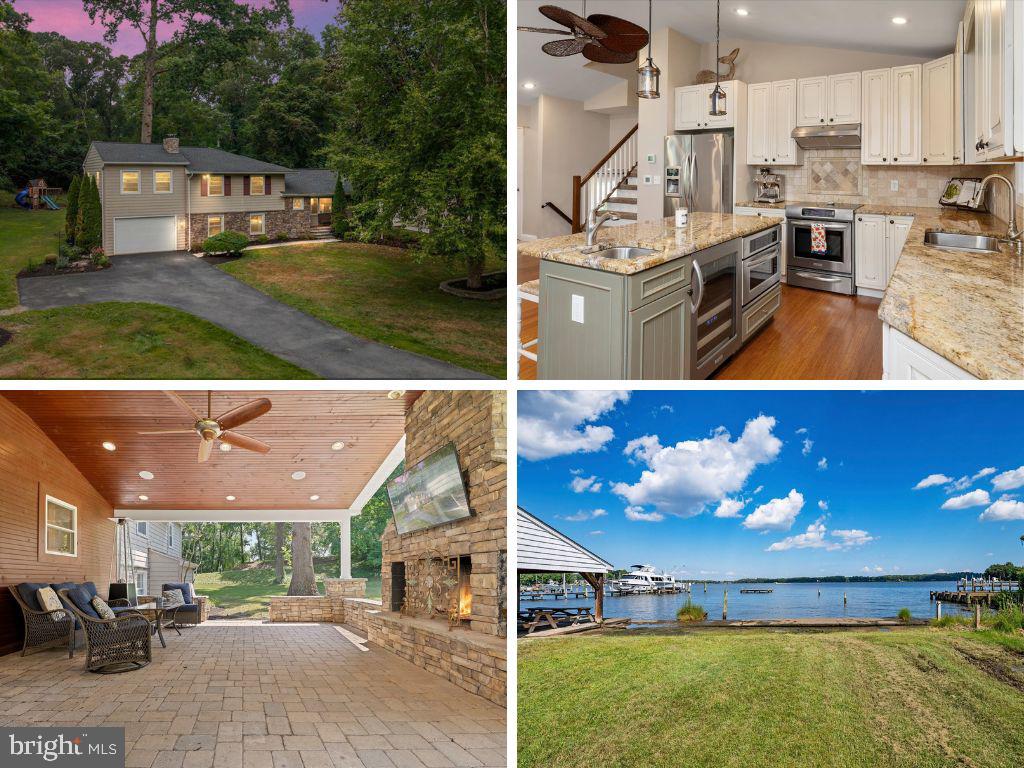 Welcome to this beautifully appointed 4-bedroom, 3 full bath split-level home, offering four finished levels of thoughtfully designed living space on a spacious .70-acre corner lot. With an open-concept layout, exceptional indoor and outdoor entertaining areas, and access to outstanding community amenities offered by North Shore on the Magothy, this home offers the perfect blend of comfort and lifestyle.

The main living areas feature  a wood-burning fireplaces and a pellet stove, creating a warm and inviting atmosphere, while direct access leads to an impressive covered outdoor living space complete with a stunning stone fireplace, built-in speakers and built-in grill—ideal for year-round entertaining. The gourmet kitchen is designed to impress with a large center island featuring a prep sink, wine chiller, abundant wood cabinetry, and generous workspace for preparing meals and gathering with family and friends.

The spacious primary suite serves as a private retreat with a luxurious en-suite bath featuring a jetted soaking tub, separate shower, and plenty of room to relax. Three additional bedrooms and multiple living areas provide flexibility for family, guests, hobbies, or a home office.

Outside, you'll find an attached garage with access from the interior of the home, an oversized driveway with ample parking, and a private backyard complete with a swing set/playground for endless outdoor enjoyment.

Located in a sought-after water-oriented community, residents enjoy access to a community boat ramp, boat slips available for a nominal annual fee, a waterfront park and picnic area, playground, and basketball court. Whether you're launching your boat for a day on the water or simply enjoying the community amenities, this location offers an exceptional Chesapeake Bay lifestyle while remaining convenient to shopping, dining, and major commuter routes.