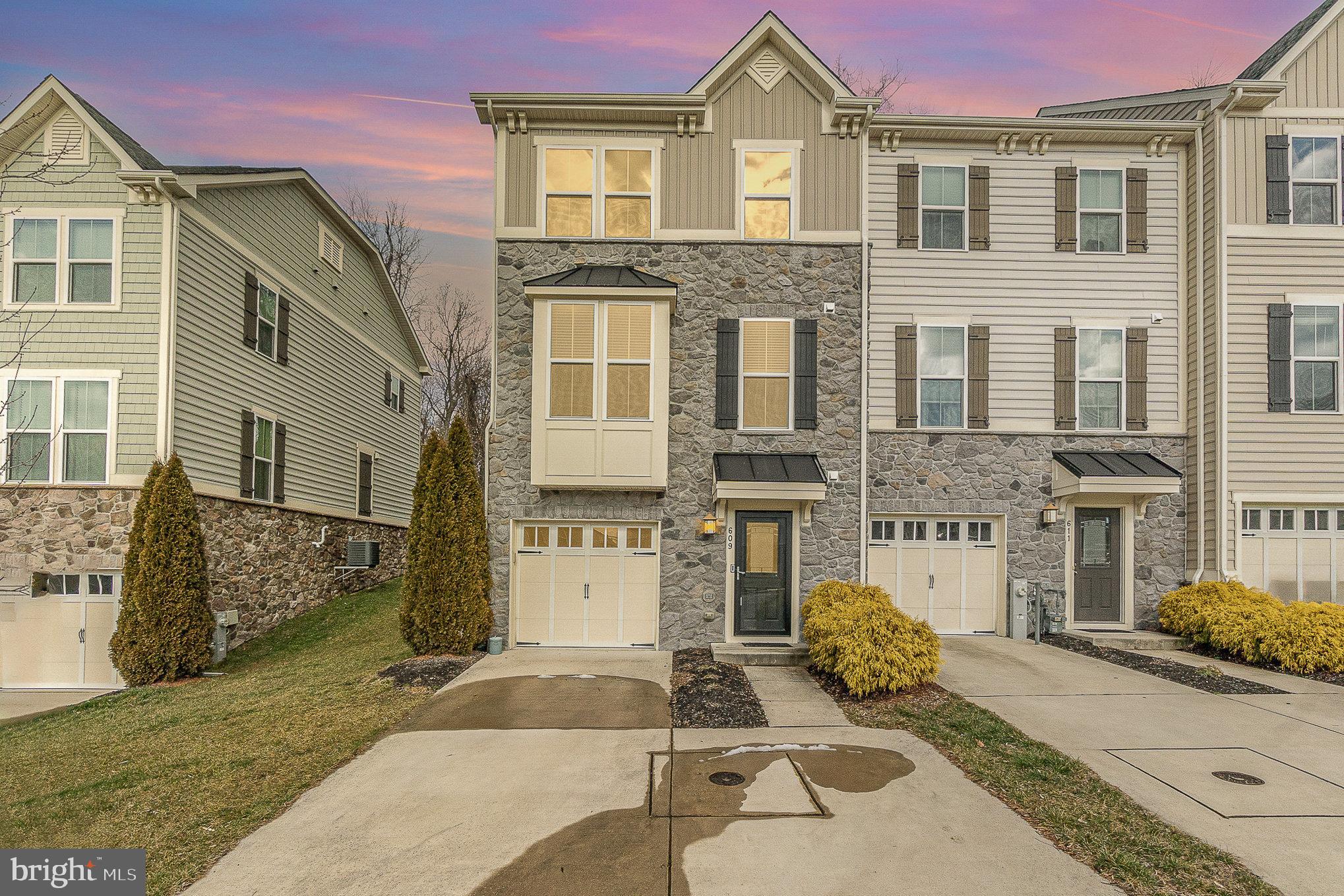 Welcome home to the pristine 609 Buggy Ride Road!  This sought after Magness Mills end of group has it all!  Enter your home through the garage or front entry door into the lower level which is complete with a half bathroom, coat closet and 2nd family room that could easily be made into a 4th bedroom!  The main level features an immaculate kitchen with a spacious island, pantry, stainless steel appliances and plenty of room for table space.  There's a gorgeous Trex deck right off the kitchen perfect for grilling and entertaining!  The open floor plan is complete with an oversized family room filled with lots of natural light.  The main floor even has its own half bathroom!  Laundry is conveniently located in the upper level hallway central to the generously sized primary bedroom which includes a walk-in closet.  The primary bathroom has a double vanity sink and a tub/shower combo with a brand new glass door!  The second hall bath leads to two additional sizeable bedrooms with plenty of closet space.  2024 gutters cleaned, 2022 entire house painted, 2021 brand new Mirage hardwood floors, 2020 glass shower door.  Don't miss out on making this one your home!