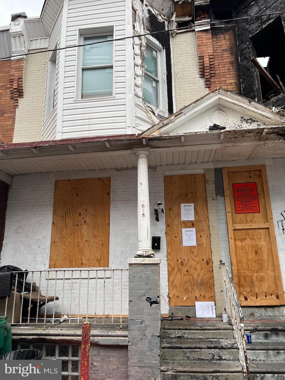 The property is boarded up and has fire damage. This is a great opportunity for investors who are looking for a full renovation to add another property to their portfolio or it can be a good fix and flip. Located very close to public transportation. Come out and make an offer!