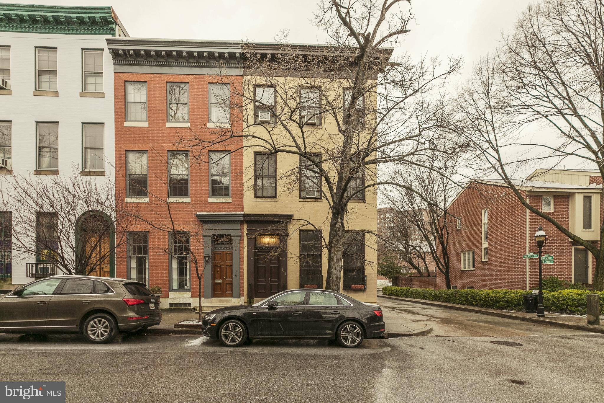 Licensed end of group Bolton Hill townhouse is well suited to investor or owner occupant. Elegant extra large 1 bedroom + office unit includes all of 1st fl, 1/2 of 2nd floor and private garden. Price reflects need for renovations and upgrades. Prime Bolton Hill location ..close to Penn Station, MARC/AMTRAK,Metro, Light Rail, UB, MICA and UMD hospital.
