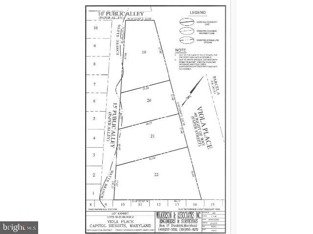 Strategic Four-Lot Assemblage Adjacent to 210 On the Park

Unique opportunity to acquire four contiguous residential lots totaling approximately 12,535 square feet, strategically located beside the active 210 On the Park mixed-use development in Capitol Heights.

The property sits directly across the platted, currently unimproved Viola Place right-of-way from the development site. Although the lots are not included in the project’s approved plans, their location may offer significant long-term value for:
-Future expansion or complementary development 
-Landscaping, drainage, utilities or construction staging 
-Additional buffering and privacy 
-Control of adjoining land and both sides of the Viola Place right-of-way 
-Strategic investment as the surrounding area develops 

Prince George’s County records describe the evolving 210 On the Park project as a 158-unit mixed-income rental community led by Community First Development Corporation.

An excellent opportunity for developers, adjoining property owners and investors seeking strategically positioned land near a major planned development. Buyer responsible for independently verifying access, utilities, zoning and development potential.
