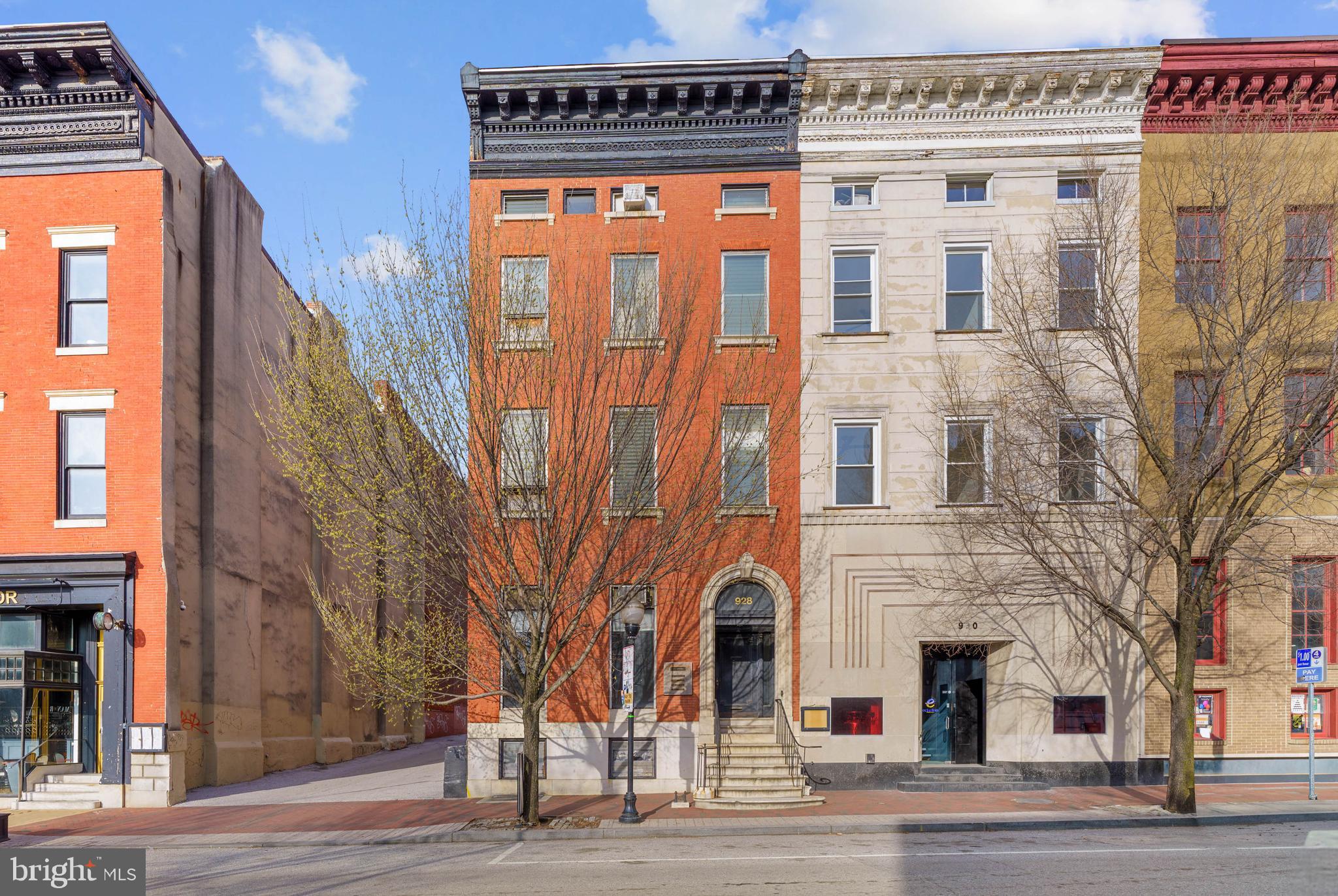 Opportunity is calling in Mount Vernon. This substantial 5 story building has incredible bones with intricate details dating back to 1900. Currently divided into two commercial office spaces on the main level, three 1 bedroom/1 bathroom units on the second floor, three 1 bedroom/1 bathroom units on the third floor, and 1 studio unit on the fourth floor. All kitchens have been gutted. Each unit has its own HVAC and BGE meter. Unfinished basement is dry with high ceilings. Incredible opportunity to create your vision. Sold as-is.