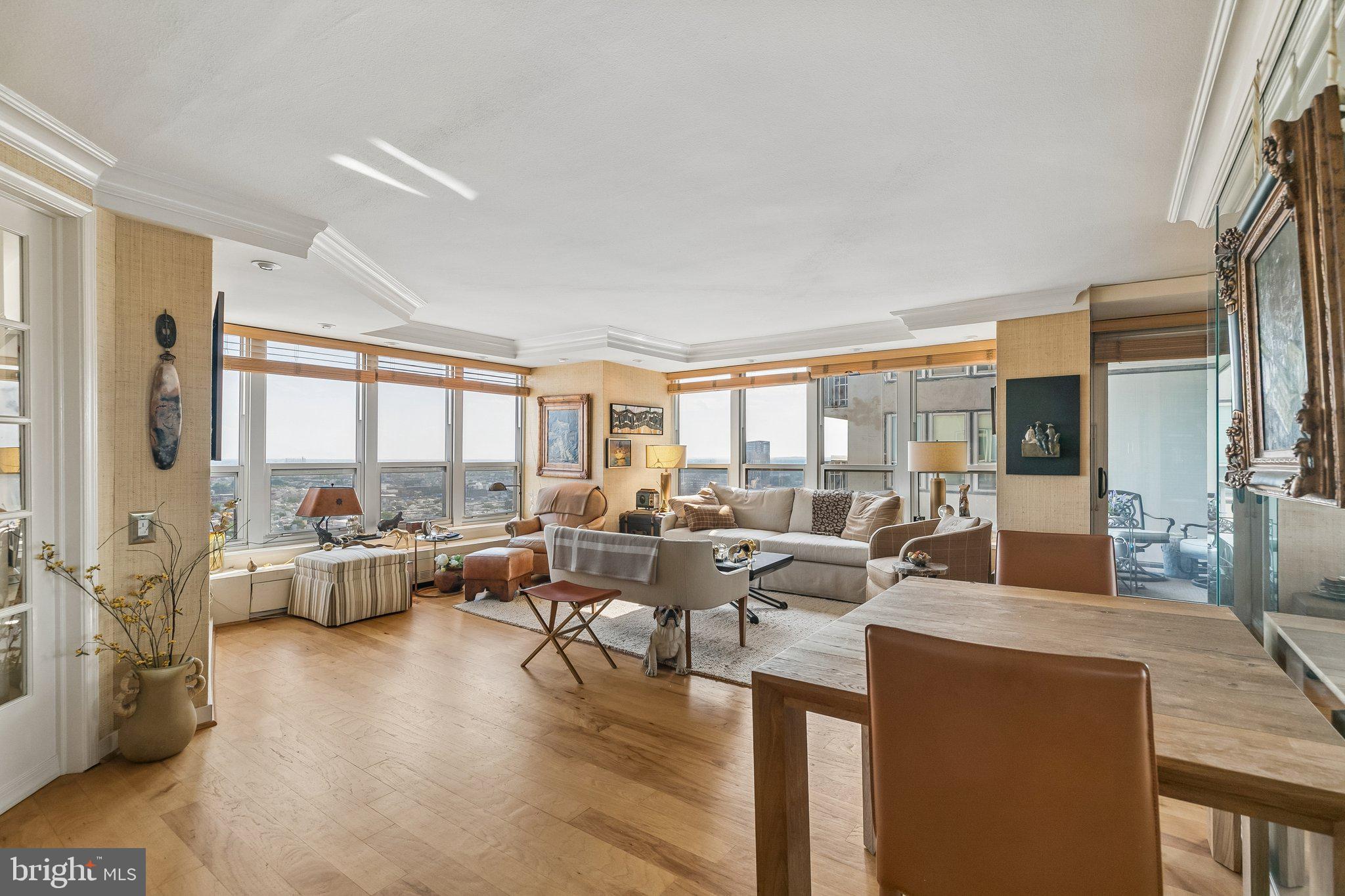 Amazing opportunity to combine a corner two bedroom on a high floor with the adjacent one bedroom to create an over 1,900 square foot three bedroom plus office, three bathroom with unobstructed southern views and two private balconies. Upon combining, this spacious residence will feature floor-to-ceiling windows in all rooms with sweeping southern views, two private balconies, and generously sized rooms, ideal for both everyday living and entertaining. There is ample space to design a three bedroom (or two bedroom plus den) with a large open living room, separate formal dining space, and spacious primary bedroom suite with its own private balcony, walk-in closet, ensuite bathroom, and home office. Residents of The Dorchester enjoy a twenty-four hour doorman and all utilities are included in the condo fee except basic cable/internet. Use of the building’s state-of-the-art fitness center, seasonal rooftop pool club, and valet parking in the building’s underground garage are available for an additional fee (subject to availability). No pets permitted. Location is everything...Rittenhouse Square was ranked the 6th best neighborhood in North America with 175 restaurants and 199 retailers within a three block radius. Be within close walking distance to the Market Street office corridor, The Avenue of the Arts and University City. 30th Street Station and Philadelphia International Airport are only minutes away.