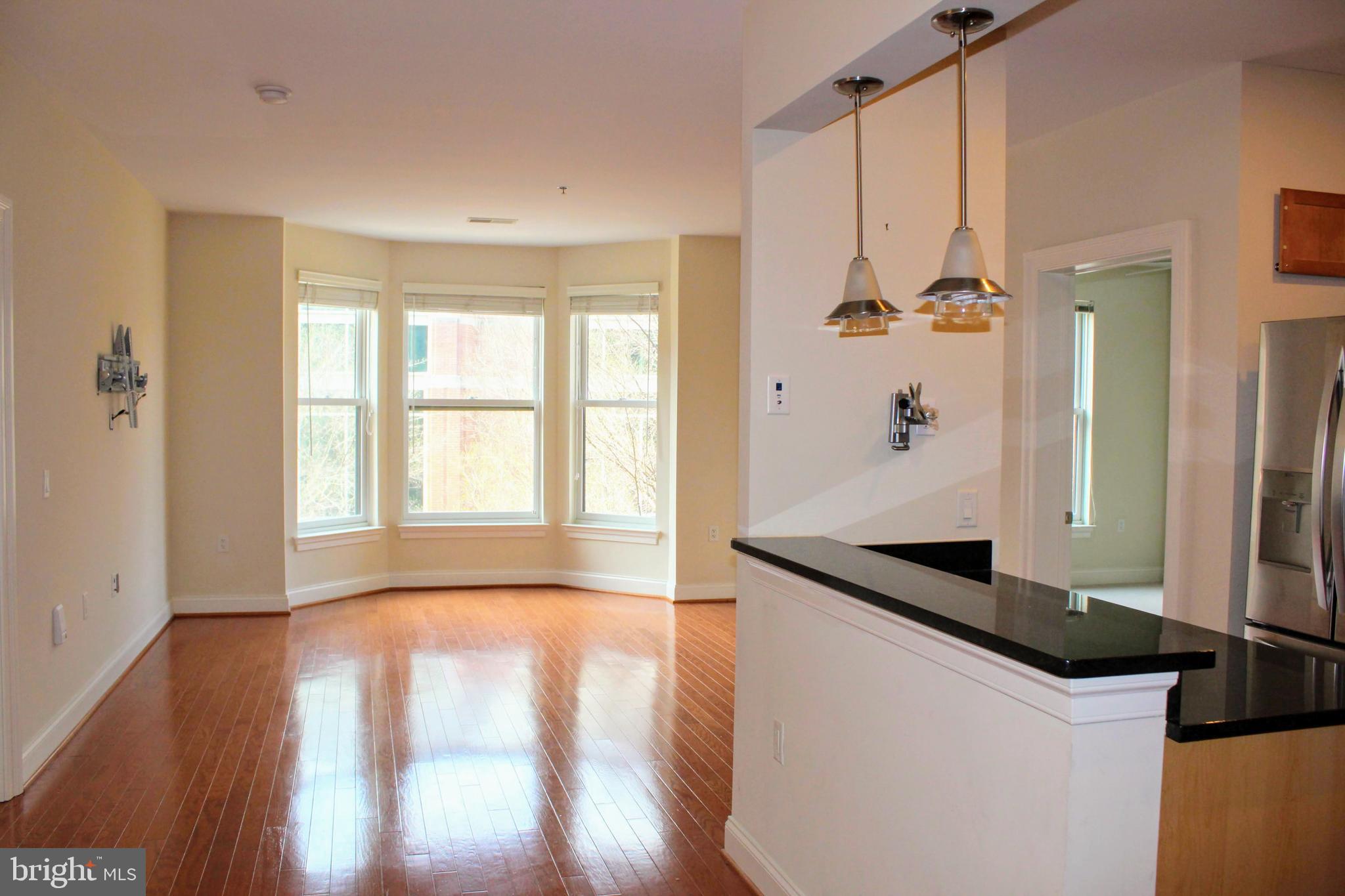 Gorgeous Sun-filled condo in downtown Rockville in the Palladian. This is one of the larger units with well over 1400SF of living space offering 2 Master Bedrooms, 2 full Baths, and a bonus Office/Den. 
The condo comes with 2 secure garage parking space and In-unit Washer/Dryer. The Bedrooms and the Den are Carpeted, and the rest of the living area floors are Hardwood. Kitchen has  Granite countertops, Stainless Appliances, and the living room Bay Window offers a wonderful view of the Rockville Town Center Courtyard! The Condo amenities include clubhouse, gym and pool. Secure building, Walk to shops, restaurants, movie theaters and the Rockville metro Station.