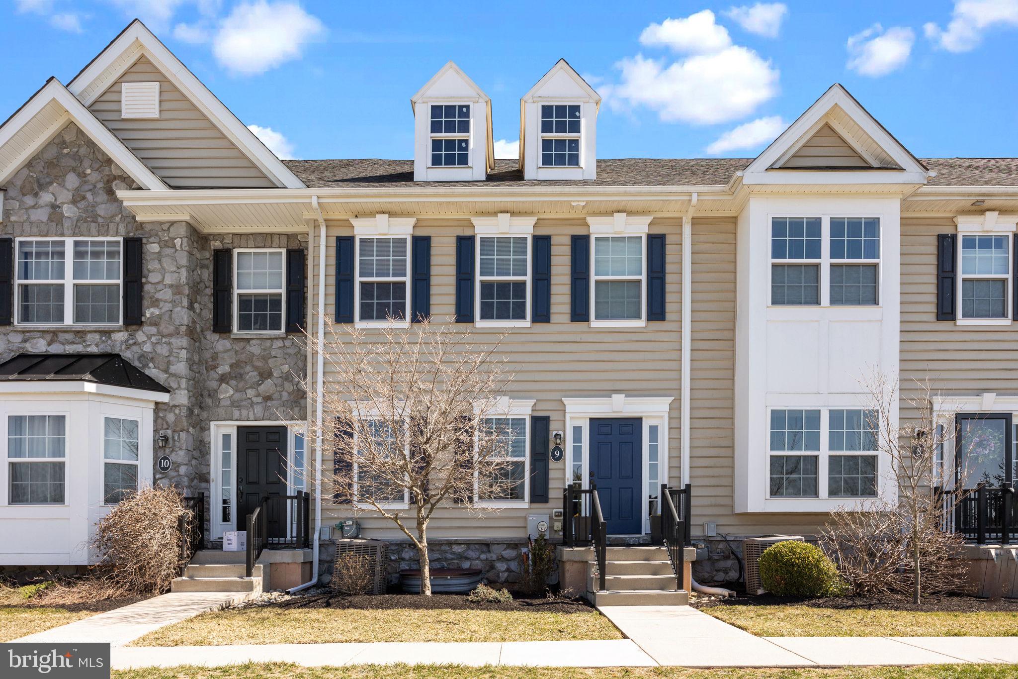 Experience the epitome of low-maintenance living in this meticulously maintained townhome, nestled within the highly desirable Carriage Hill community. This exquisite residence boasts 3 bedrooms, 3.5 bathrooms, and an open-concept design that seamlessly blends style and functionality. Enjoy the fresh, clean feel of newly painted interiors throughout the entire home.  Step inside to discover stunning hardwood floors, a spacious living area with scenic views and great natural light, creating the perfect space for both relaxation and entertaining.  The upgraded kitchen is a chef's dream, featuring granite countertops, 42" cabinets, a spacious island, a convenient pantry, and stainless steel appliances.  Sliding doors open to your own courtyard space, the perfect area for barbecues, unwinding, or hosting gatherings.  Adjacent to the kitchen is a spacious dining area with views of the living room, creating a warm and inviting atmosphere. A convenient half bath completes the main level.
Ascend to the upper levels to find a thoughtfully designed floor plan, where each bedroom enjoys its own walk-in closet and ensuite bathroom. The primary suite is a true retreat, showcasing an expansive walk-in closet and a luxurious ensuite bath with a double vanity, walk-in shower, and linen closet. The second bedroom also offers a generous walk-in closet and a private full bathroom with a tub/shower combination. The third level features a spacious third bedroom, complete with a walk-in closet and a private full bathroom with a walk-in shower. The finished basement provides ample additional living space, perfect for a media room, home office, or playroom. Enjoy the convenience of Hanusey Park, located at the rear of the community, offering soccer fields, basketball courts, a walking trail, and a playground. Carriage Hill is ideally situated minutes from shopping and the vibrant Doylestown Boro, with easy access to Routes 313, 611, and 202.  Central Bucks School District.