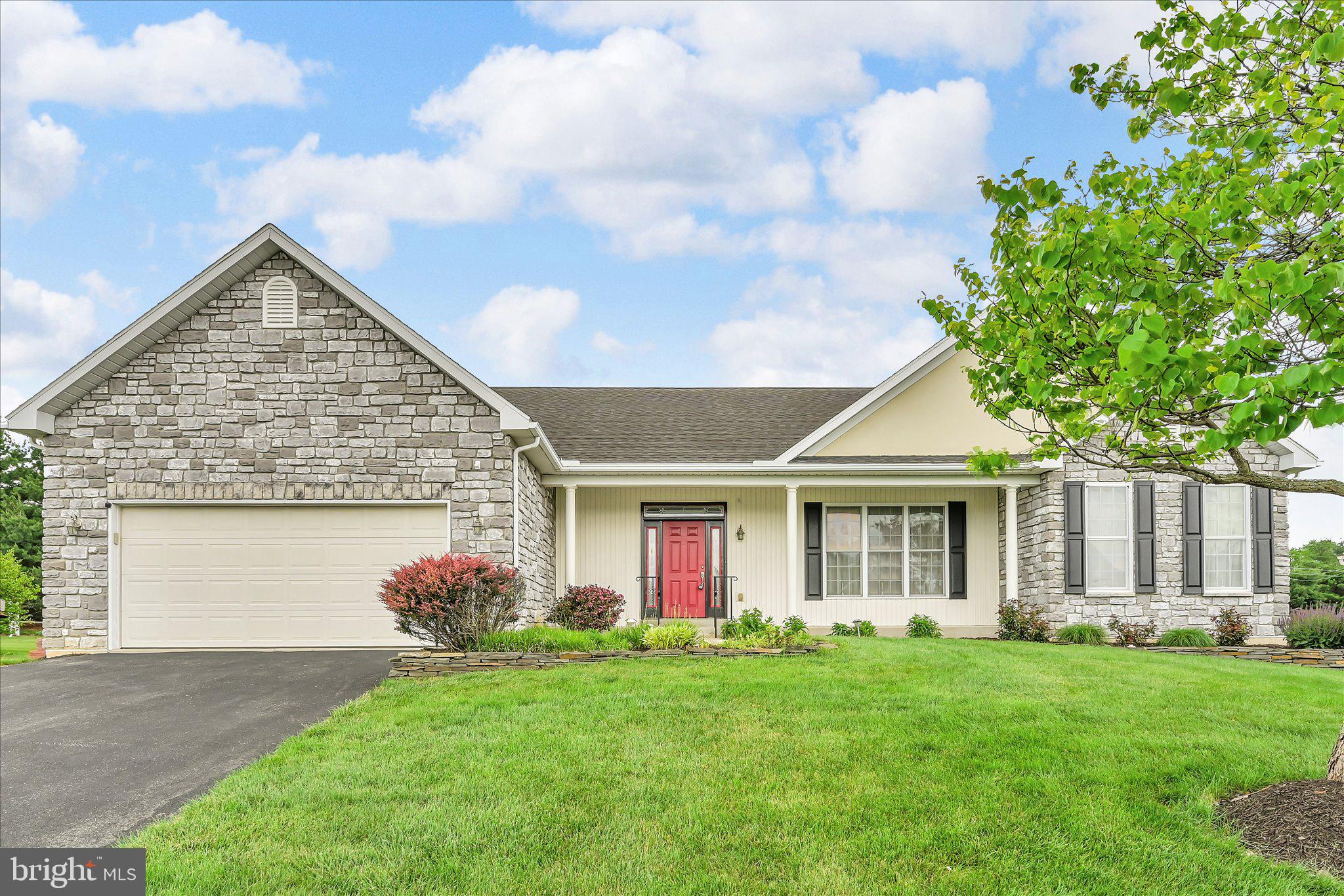 Beautiful ranch-style home offering convenient one-floor living in the desirable The Meadows at Heidelberg community within the Tulpehocken Area School District. This spacious 3-bedroom, 2-bath property features an inviting open floor plan with vaulted ceilings that create a bright and airy atmosphere throughout the main living areas. The large eat-in kitchen offers abundant cabinetry, Formica countertops, and generous workspace, while the formal dining room provides the perfect setting for entertaining family and friends. With 9 rooms on the main level, this home offers a flexible and functional layout to fit a variety of lifestyles. The private primary bedroom suite serves as a comfortable retreat with its own full bath and ample closet space. The lower level includes an additional finished room ideal for a home office, craft room, hobby space, workout area, or recreation room, plus a dedicated area ready for a future half bath. Outside, the attractive stone front adds outstanding curb appeal, and the attached 2-car garage provides convenience and extra storage. A wonderful opportunity to enjoy comfortable living in a peaceful neighborhood setting!