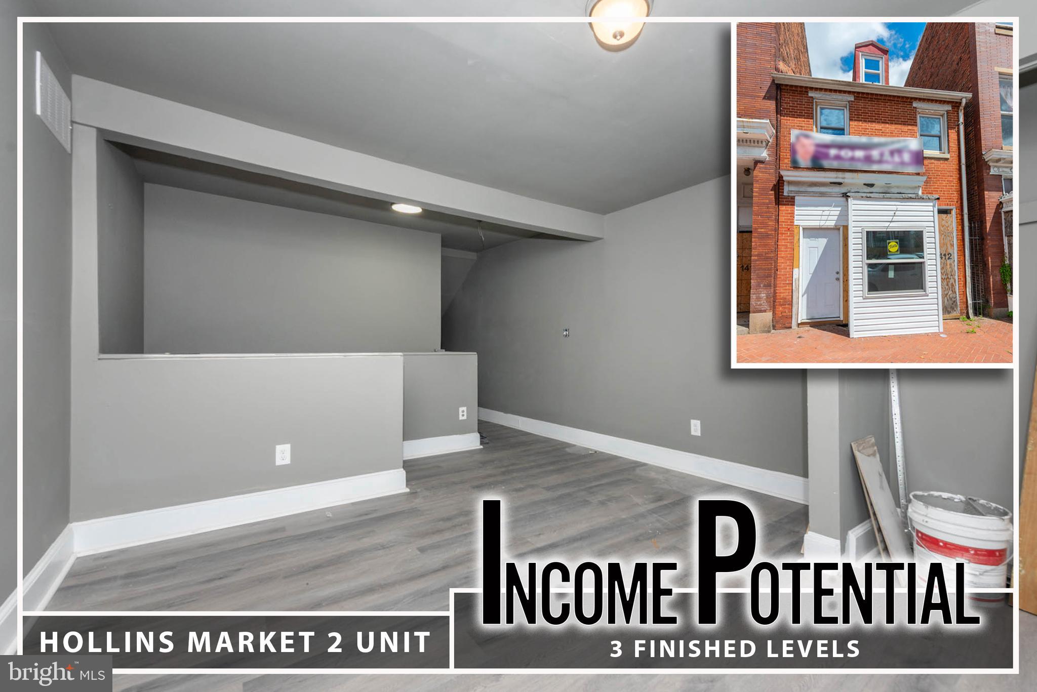 Investor or Multi-Generational Opportunity in Franklin Square! This unique non-conforming 2-unit property offers versatile living arrangements and excellent potential. The main level features a 1-bedroom unit complete with a full bath and kitchen—perfect for guests or rental income. The upper bi-level unit boasts two levels of living space, a living room, kitchen, bedroom, and 2 full baths.  The property is equipped with a single electric meter and water heater. Ideally located near Carroll Park, Carroll Park Golf Course, Grace Medical Center, Mount Clare Junction Shopping Center, and the University of Maryland Medical Center, this home offers both convenience and accessibility. A rare find in a sought-after location!