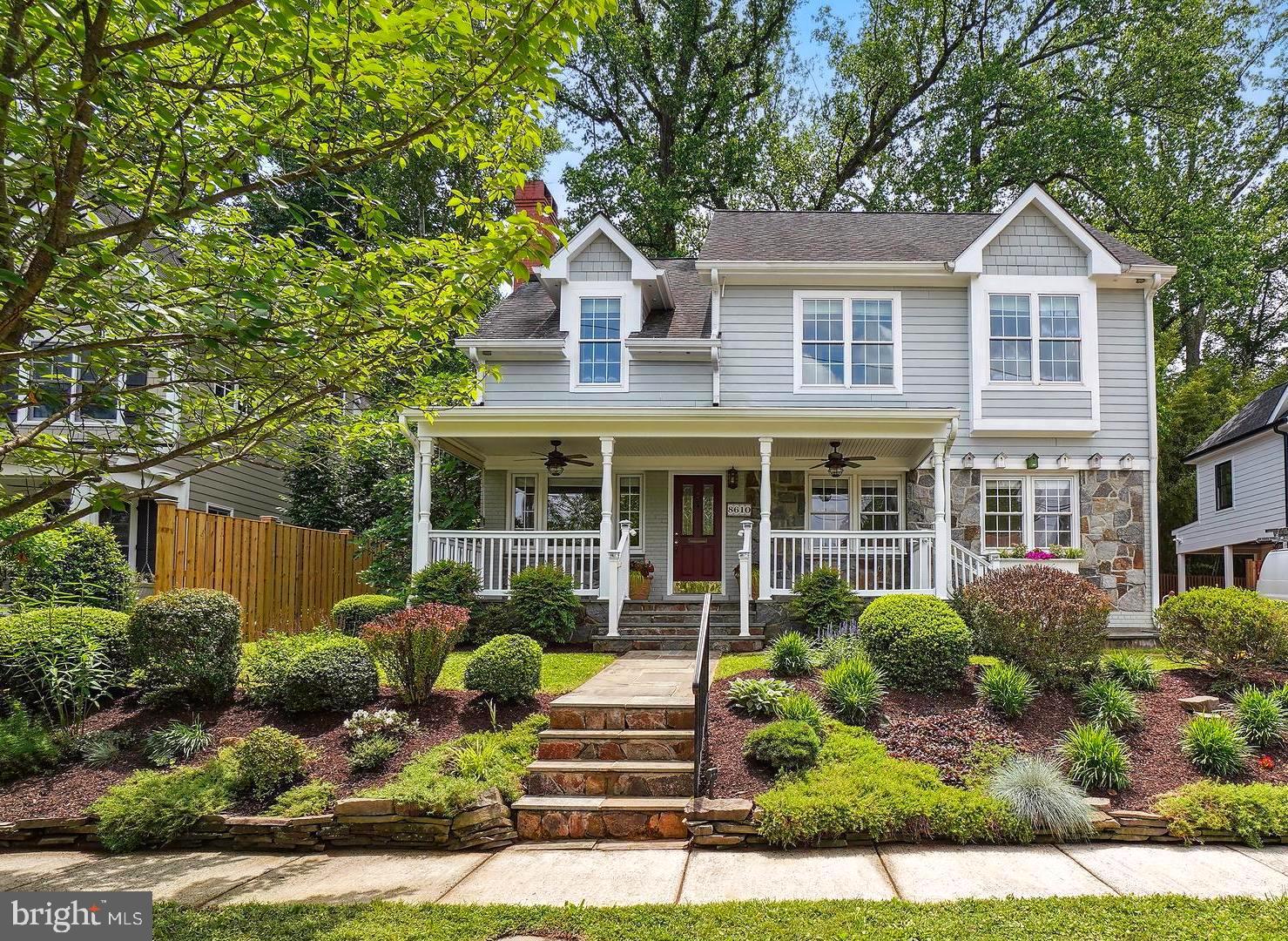 WELCOME HOME! SOPHISTICATED ELEGANCE AND LUXURY LIVING PERFECTLY CONVERGE! WELCOME TO THIS EXCEPTIONAL AND EXPANDED ARTS & CRAFT 5 BDR/3 FULL BATH IN HIGHLY SOUGHT AFTER HILLMEAD SUBDIVISION IN THE HEART OF BETHESDA! EXQUISITELY REMODELED WITH ALL THE BELLS & WHISTLES - FIT FOR ARCHITECTURAL DIGEST! This fine residence is ideally nestled on a quiet residential neighborhood and sited on a perfectly and manageably sized 6,000 sq. ft. professionally landscaped lot in the heart of Bethesda! Undeniable curb appeal lures you to further explore the property and home and all it has to offer.  INTERIOR SPACES: Generous interior spaces flow with ease making the home feel unified, spacious and grand and transition effortlessly! Upon entering you are immediately transported to your own private and tranquil oasis! Loads of natural light throughout! Featuring an overflowing and generous “open concept” floor plan, a gourmet kitchen, living and dining room areas are superb for casual family living and spirited entertaining! Boasting high 9’ ceilings, two fireplaces; one wood burning, one gas, a wet bar, gleaming newly refinished hardwoods, fresh designer paint throughout, recessed lighting and built-ins and  solid wood doors throughout make this a special and most comfortable living space. French doors open onto a fabulous landscaped and private back garden setting! High-end finishes compliment the glorious Chef’s kitchen complete w/ stainless steel appliances, ceiling height cabinetry,  separate gas stoves, quartz counters, stunning center island w/ loads of storage, a second sink and a bonus second “Butler’s Pantry” style kitchen w/ second refrigerator, wall oven, gas hook-up available, pantry and loads of additional storage- A chef’s dream! Two additional large bedrooms and a full bath complete the first floor. A staircase leads to the upper-level living areas that reflect the true essence, functionality and comfort of this residence. Boasting a fabulous owner’s suit, complete w/ dressing areas and lounge, walk-in closet w/ custom built-in shelving, a large sumptuous En-suite w/ soaking Jacuzzi tub, two separate sinks, custom vanities, walk-in shower, glass block, granite counters and designer terrazzo tile flooring. There are two additional large bedrooms, one with a balcony and loads of storage, pocket doors, a full-sized laundry room w/ front loading washer/dryer and a fabulous customized luxury second bath w/ soaking Jacuzzi tub and built-ins! The lower “walk out” full basement boasts vast storage space and can easily be converted to additional living space. Also, two zoned HVAC systems. 
EXTERIOR SPACES: The 6,000 sq. ft. semi-private, partially fenced lot is ideal for a myriad of activities. The front garden is anchored by mature & professionally manicured plantings. An enticing and relaxed front porch along with stone hardscape and flagstone walkways give texture and unify the outdoor areas and are the crowning glory to this special residence! The glorious fenced back garden includes a flagstone terrace, and professional landscaped garden and lawn. Additionally, there is a gas line for grill hook-up on back patio. The extended paver driveway has room for multiple car parking!   
LOCATION: PRIME LOCATION- CENTRALLY LOCATED! Close to all amenities including, schools (Whitman Cluster) Montgomery Mall & Wildwood Shopping Center, Downtown Bethesda and all it offers; restaurants, shopping, theatres, entertainment, the nearby Capital Crescent Trail, parkland, C & O Canal and is minutes to the DC line, I-270 and the I-495/Capital Beltway! THIS IS INDEED A SPECIAL OFFERING AND A PLACE TO CALL HOME!
